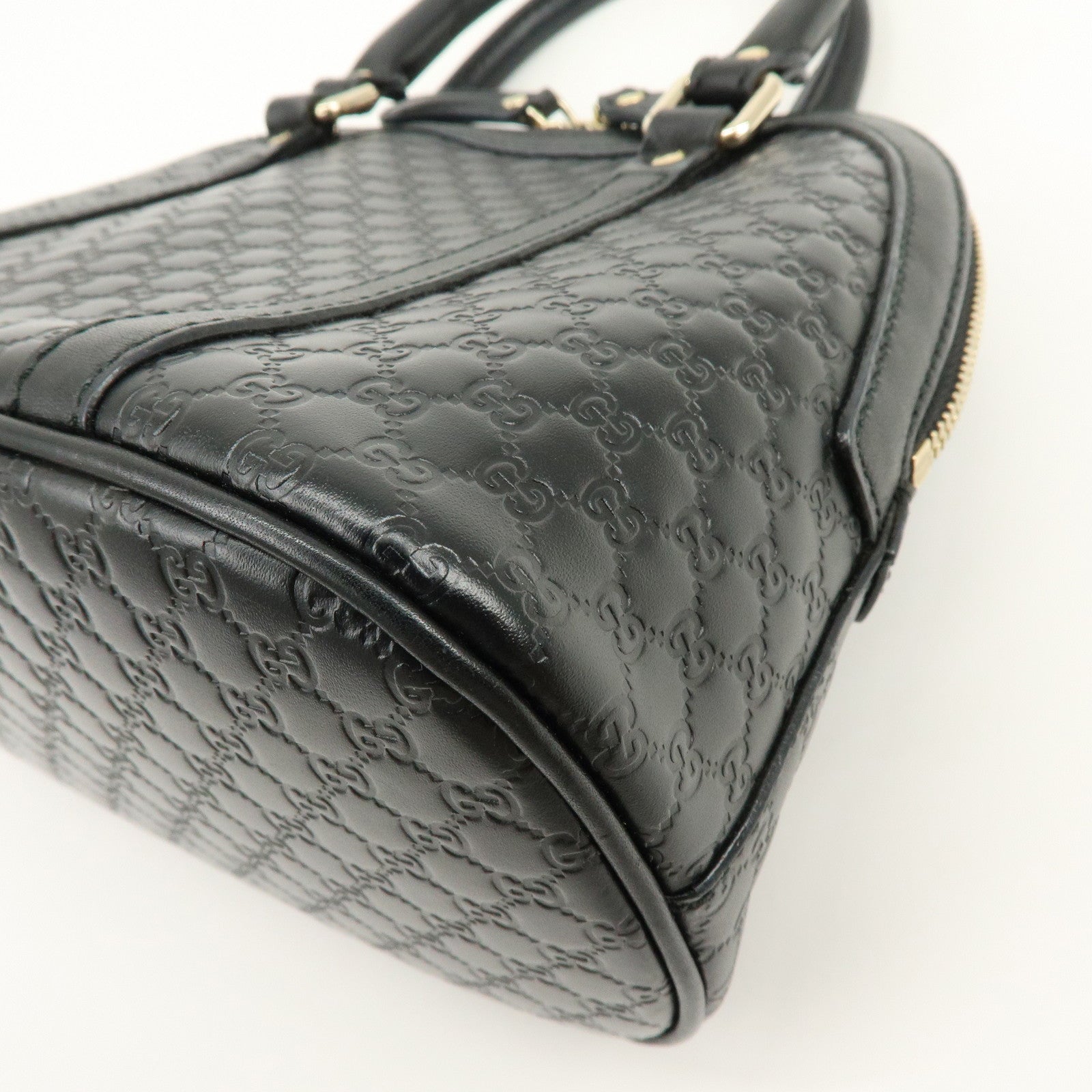 GUCCI Microguccissima Leather 2Way Bag Hand Bag Black 449654