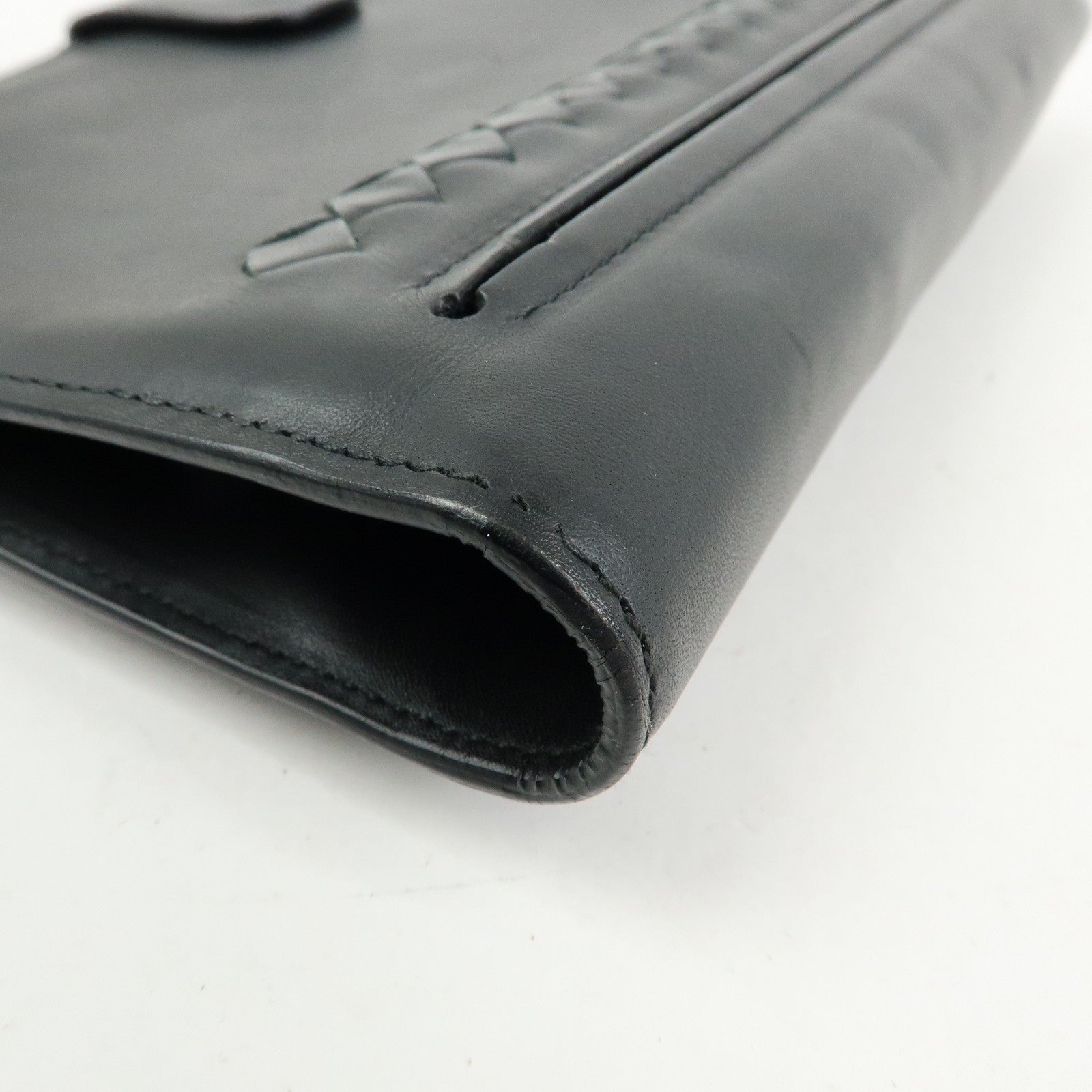 BOTTEGA VENETA Intrecciato Leather Clutch Bag Black 129528