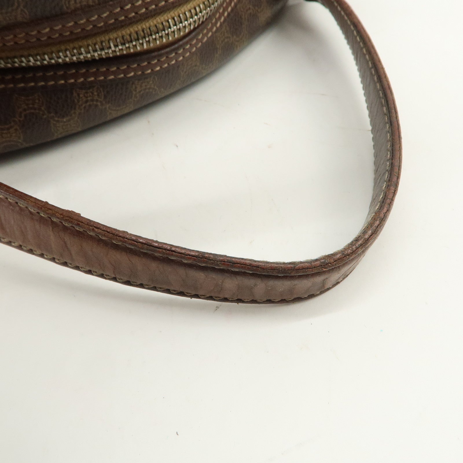 CELINE Macadam PVC Leather Hand Bag Brown Gold HDW