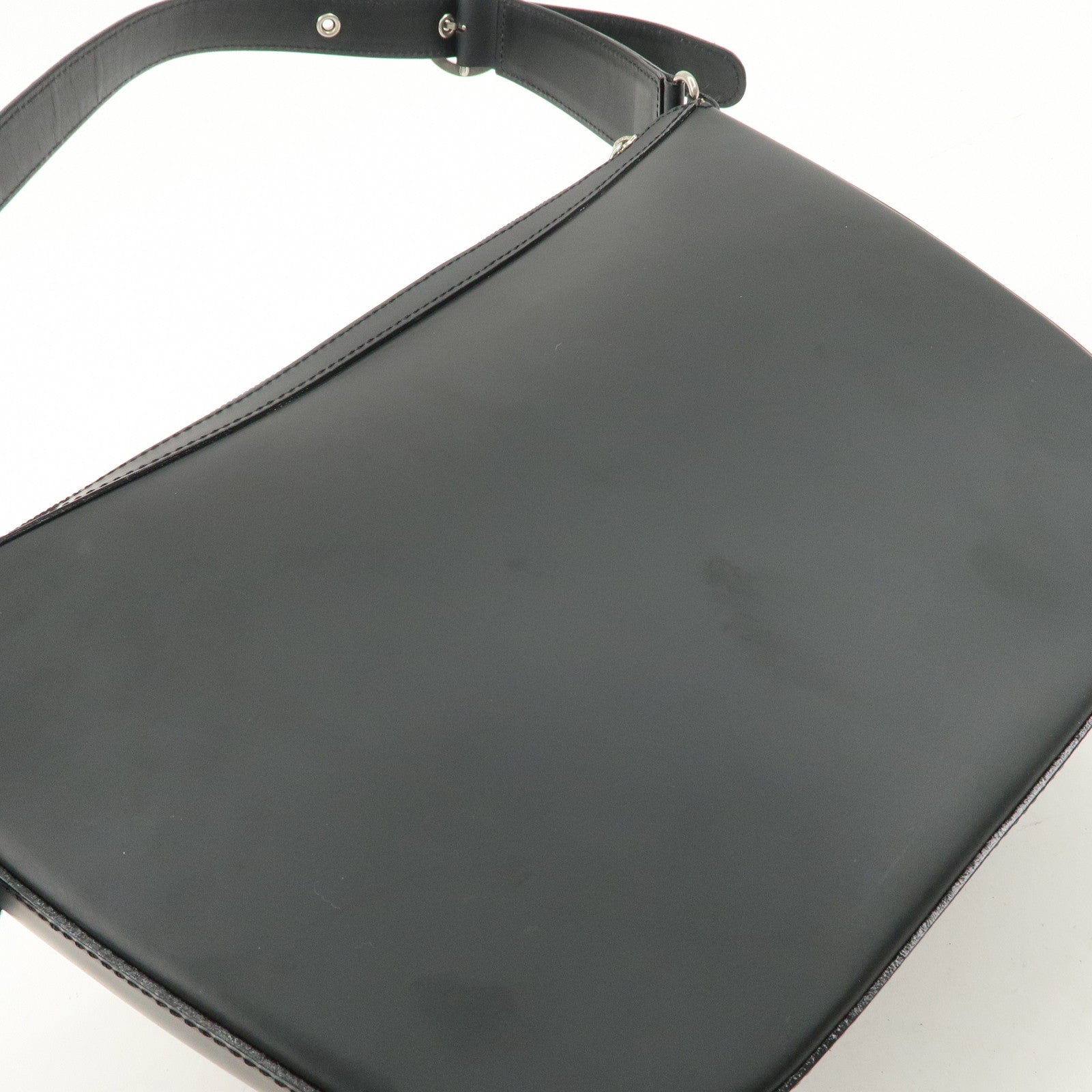 BURBERRY Logo Leather Shoulder Bag Hand Bag Nova Plaid Black Used