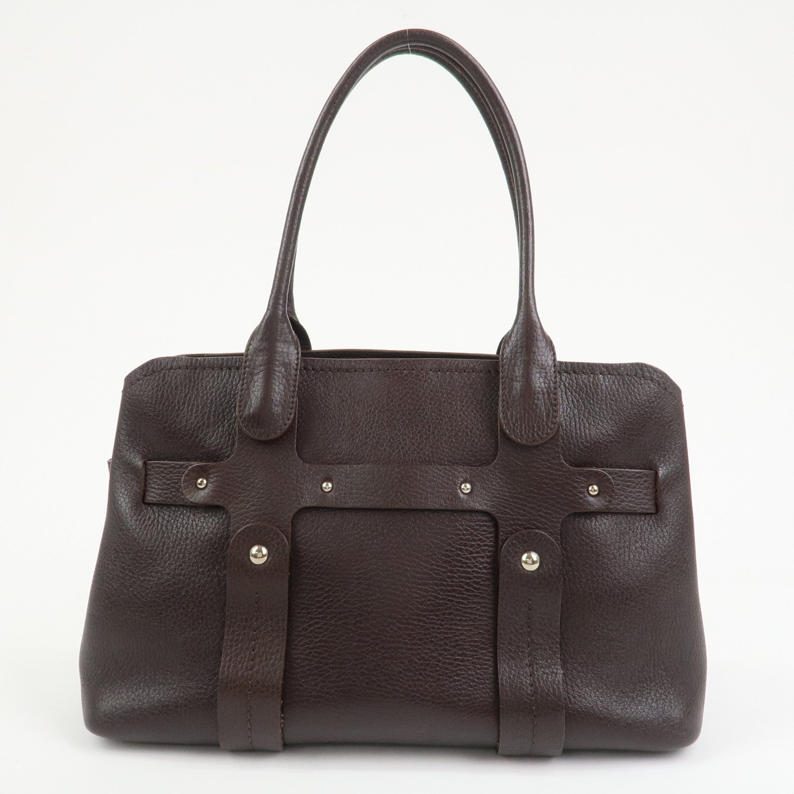 Ferragamo Logo Leather Tote Bag Shoulder Bag Brown