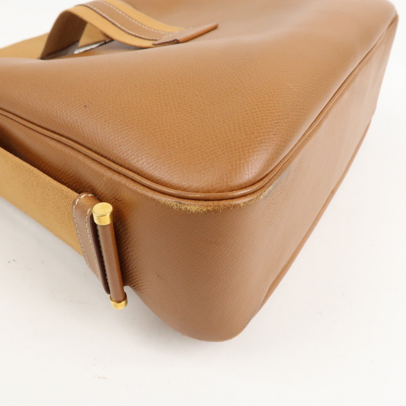 HERMES Saco Leather Shoulder Bag B Stamped Brown Gold HDW