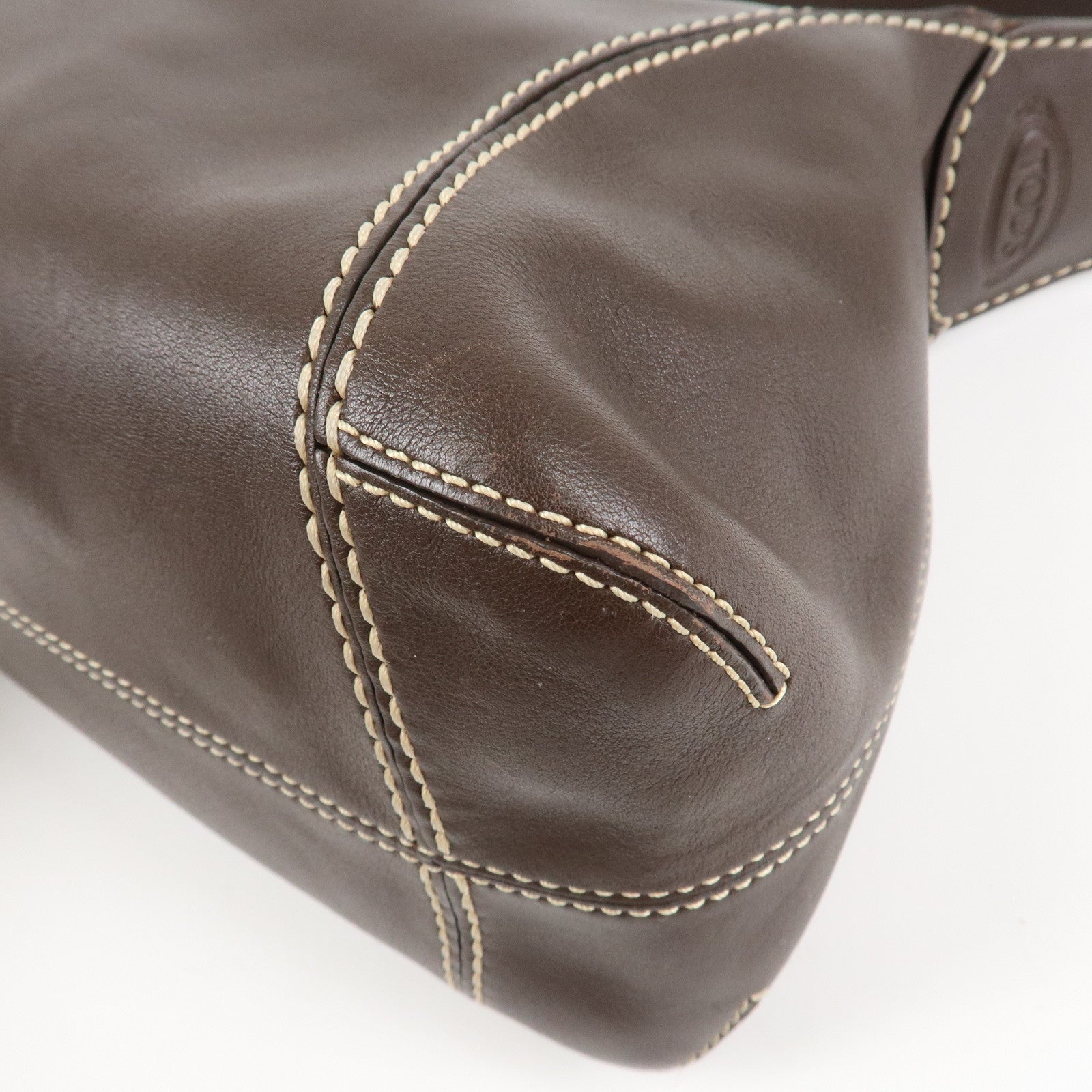 TOD'S Leather Shoulder Bag Hand Bag Brown Used