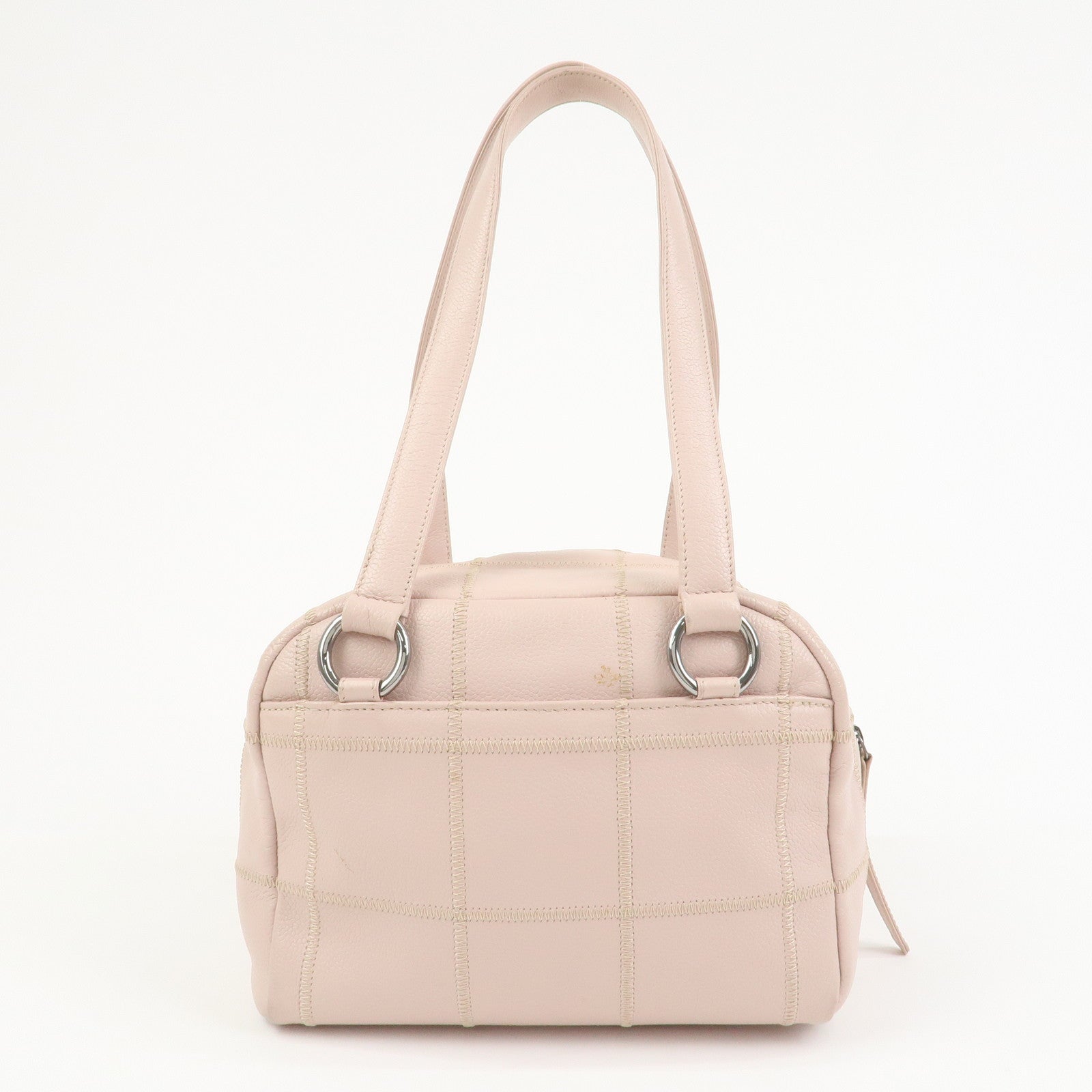 CHANEL Chocolate Bar COCO Mark Caviarskin Mini Boston Bag A26134