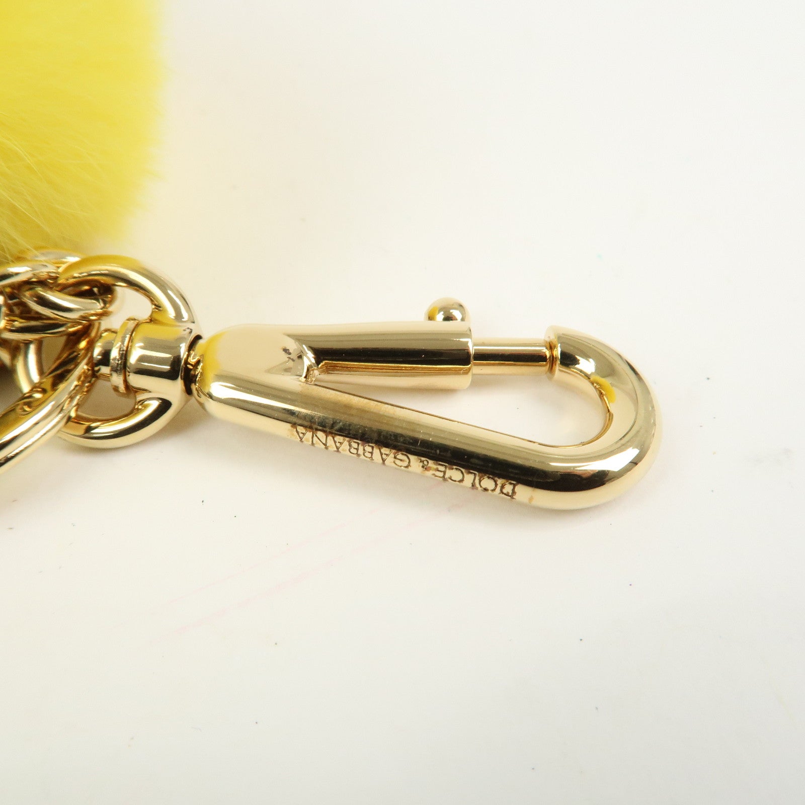 Dolce&Gabbana Citrus Fur Leather Bag Charm Key Holder Yellow