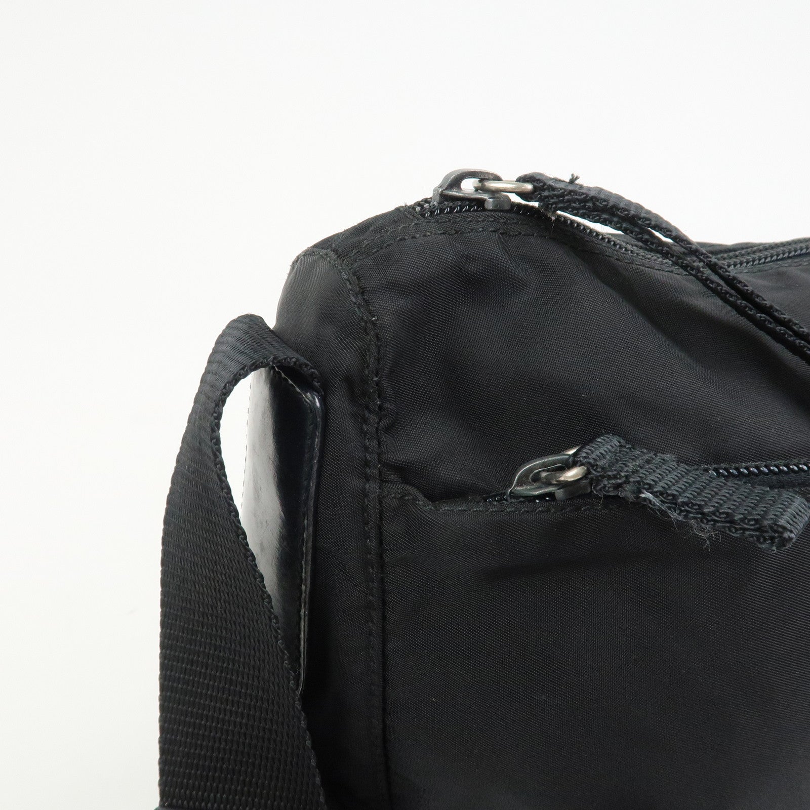 PRADA Nylon Leather Shoulder Bag Crossbody Bag Black B10140
