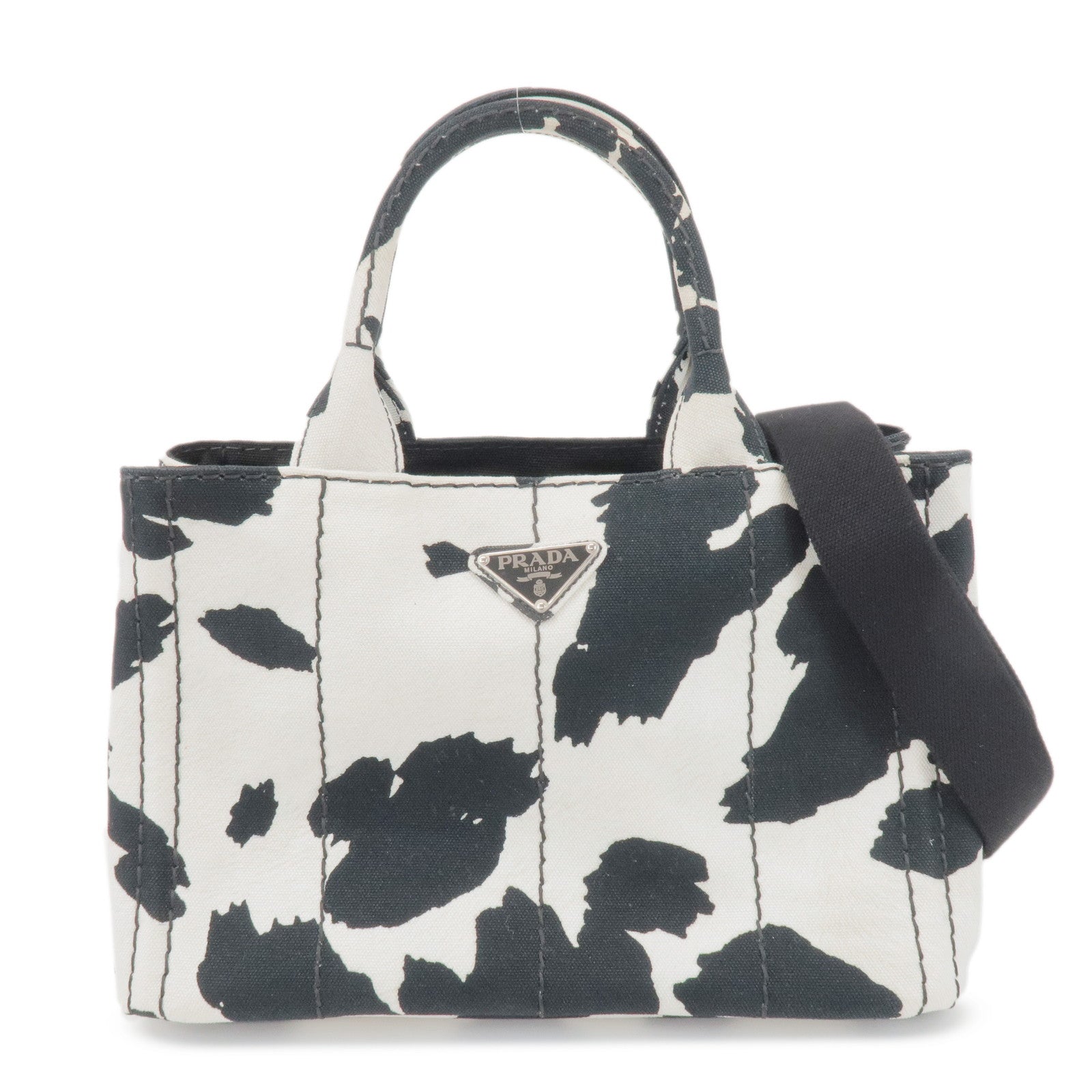 PRADA Triangle Logo Canapa Mini Canvas 2Way Bag Hand Bag 1BG439