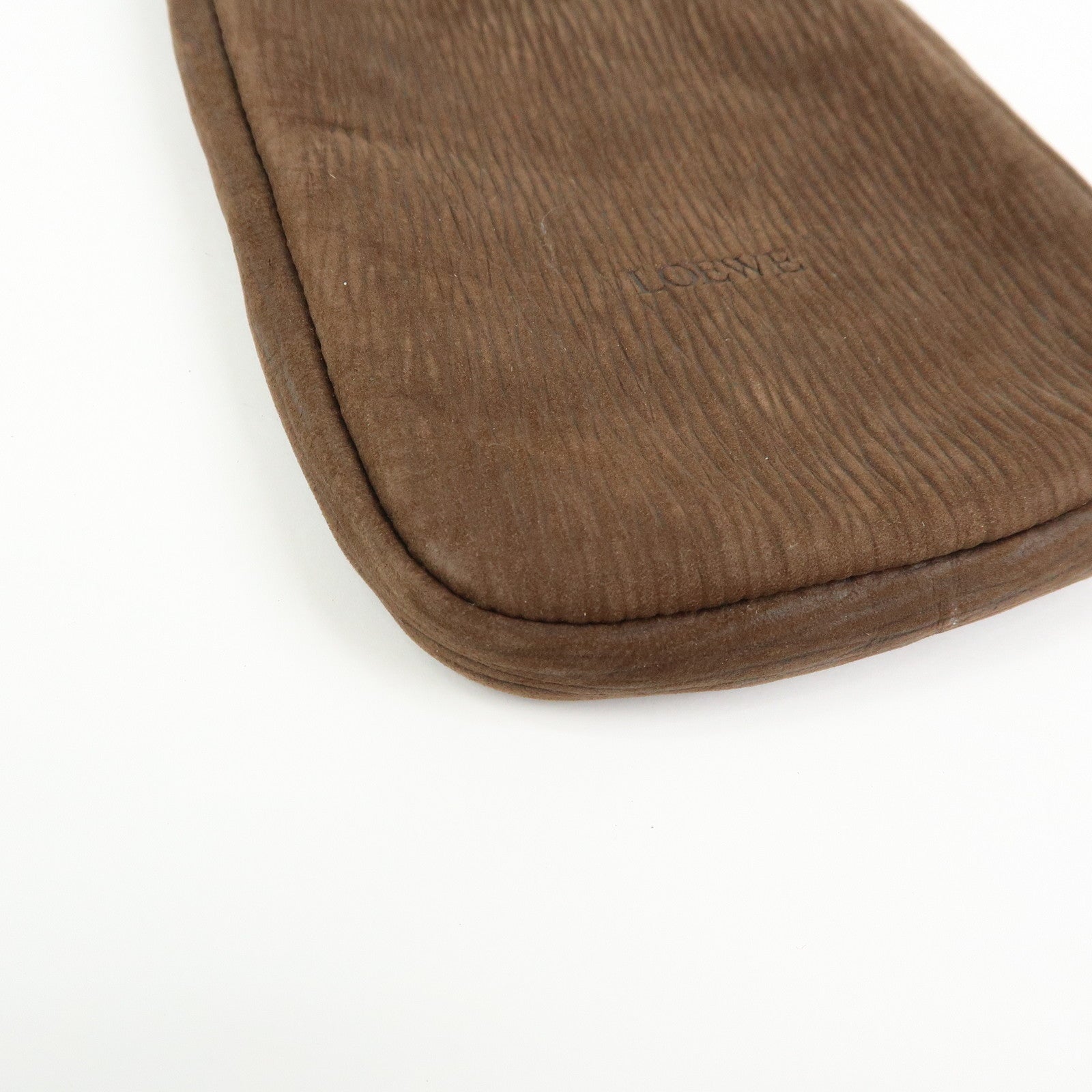 LOEWE Velazquez Suede Leather Pouch Glasses Case Brown Black