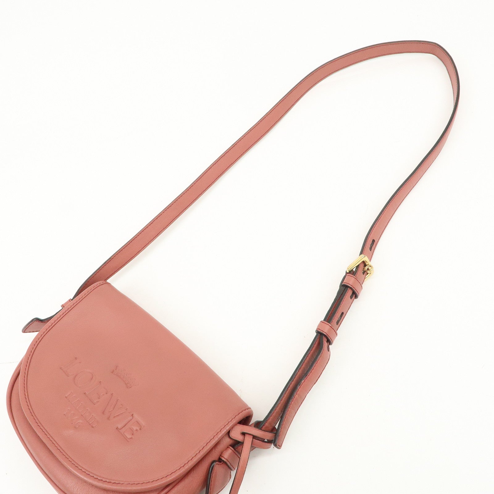 LOEWE Heritage Leather Shoulder Bag Crossbody Bag Pink