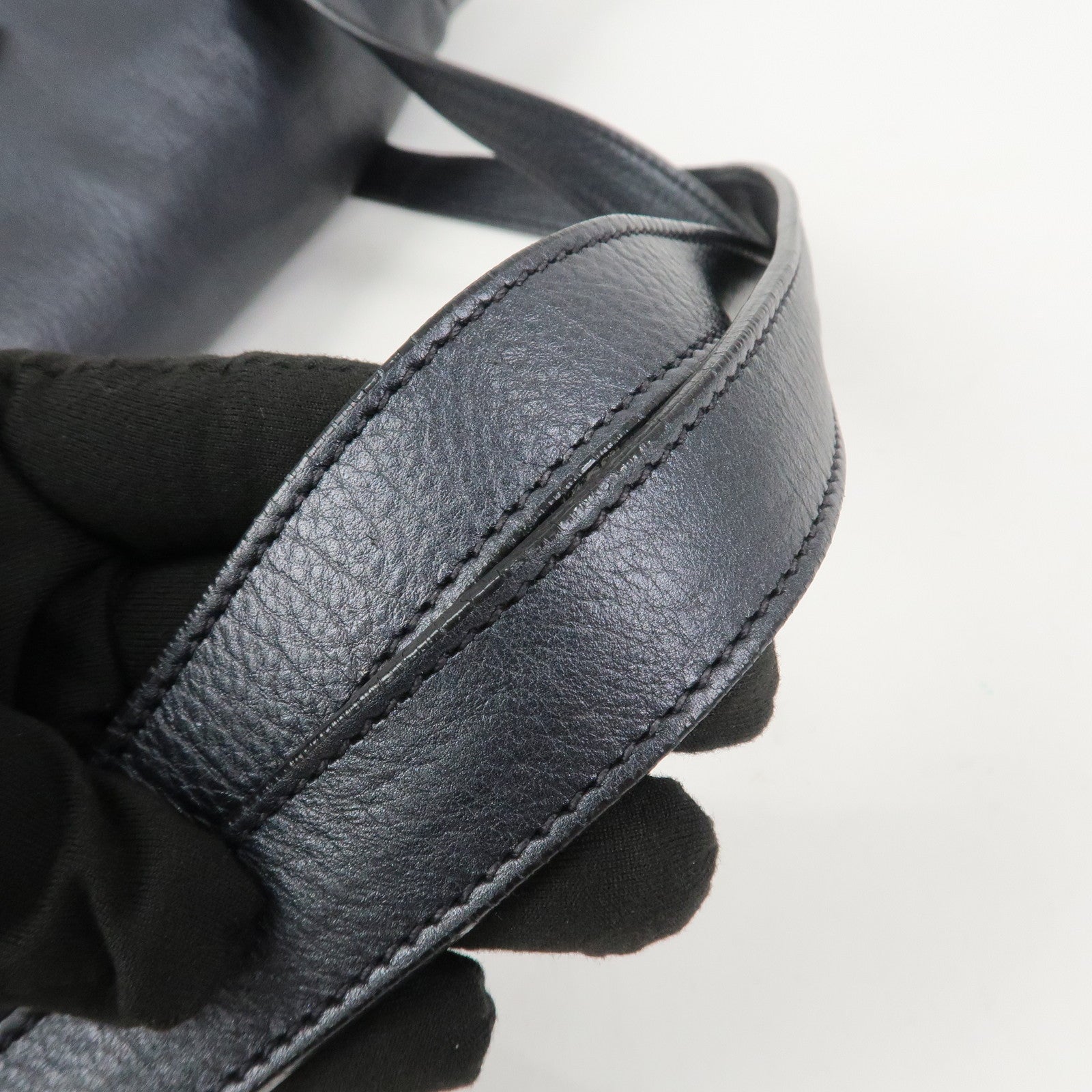 PRADA Logo Leather Shoulder Bag Hand Bag Black BR3901