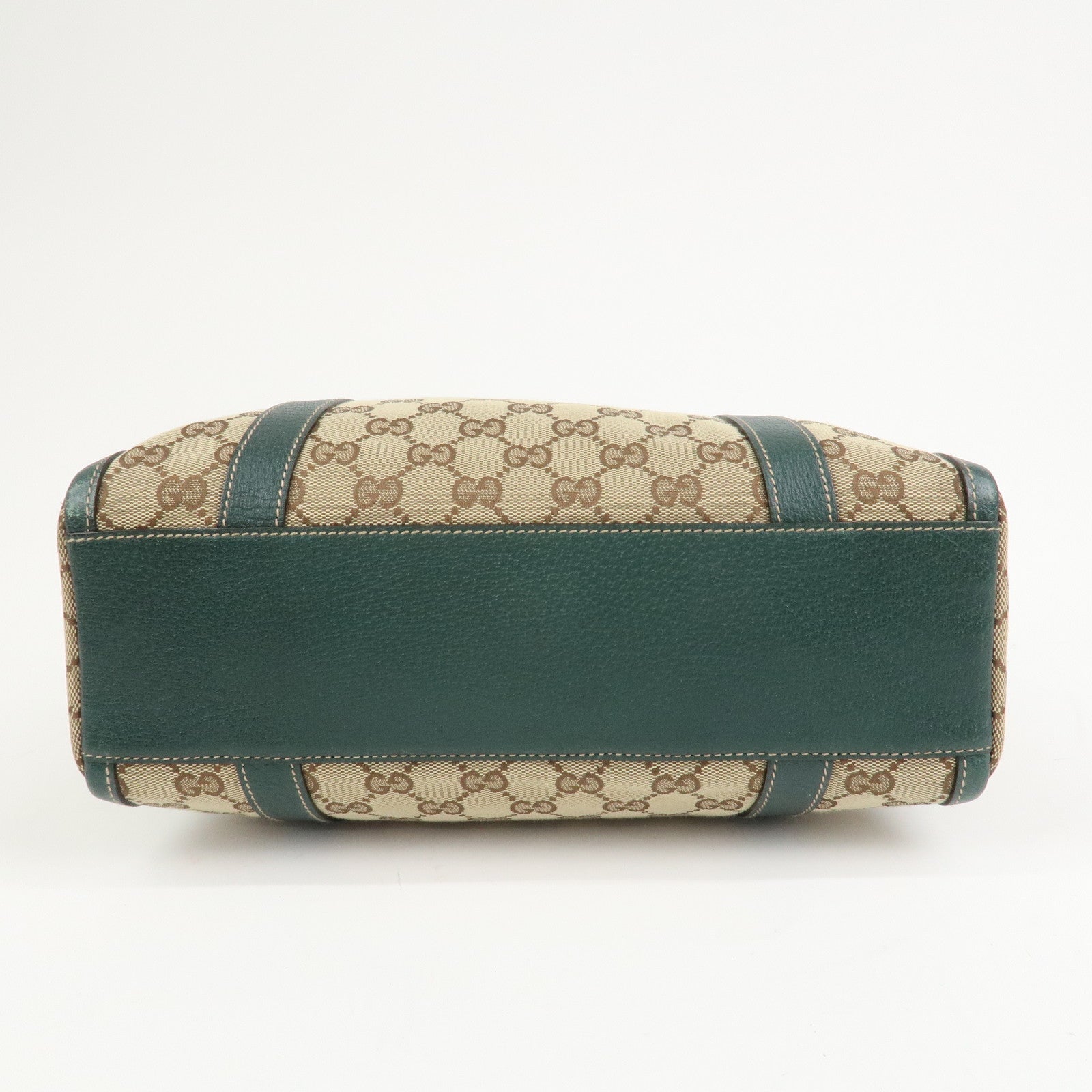 GUCCI Abbey GG Canvas Leather Mini Boston Bag Beige Green 130942