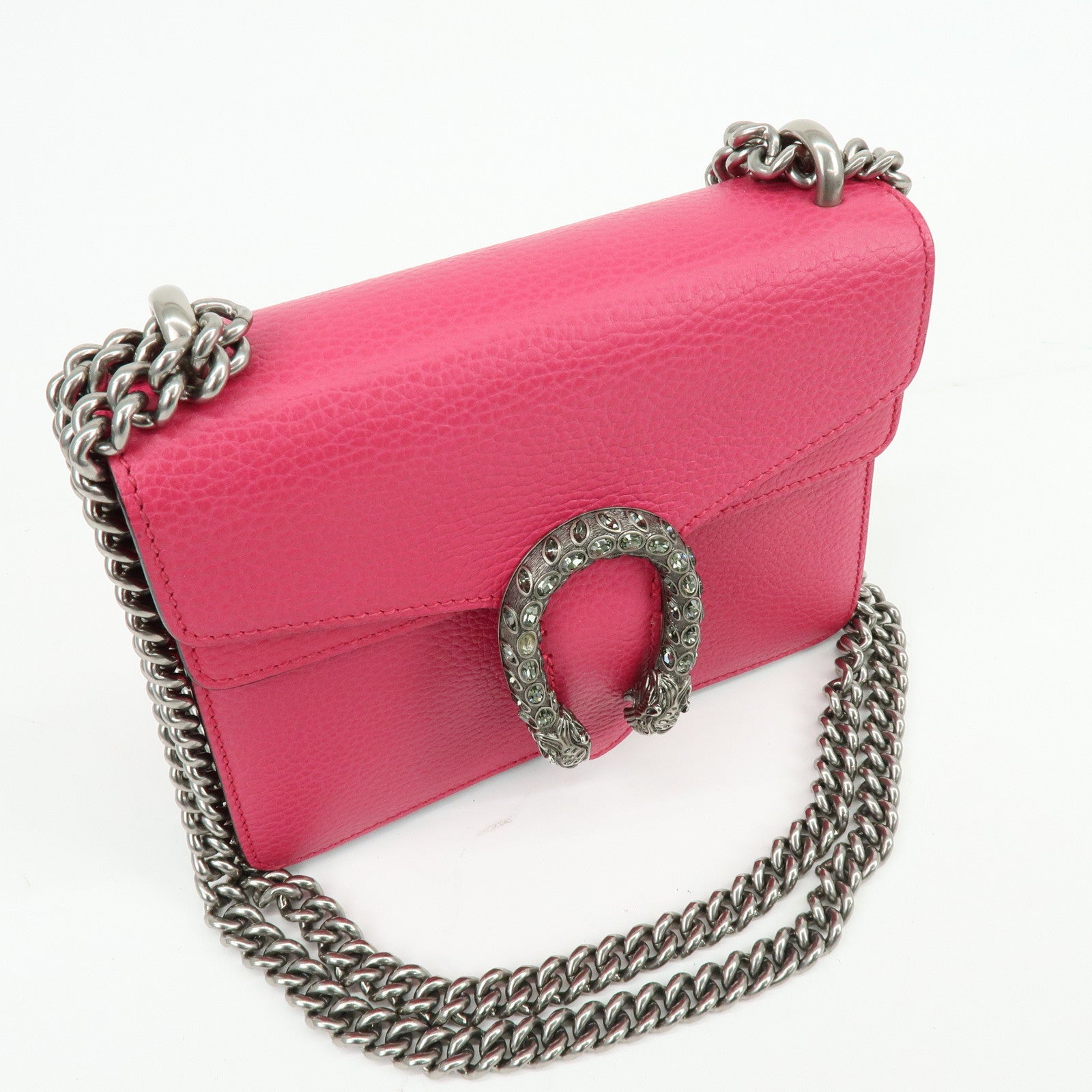 GUCCI Dionysus Leather Small Chain Shoulder Bag Hot Pink 421970