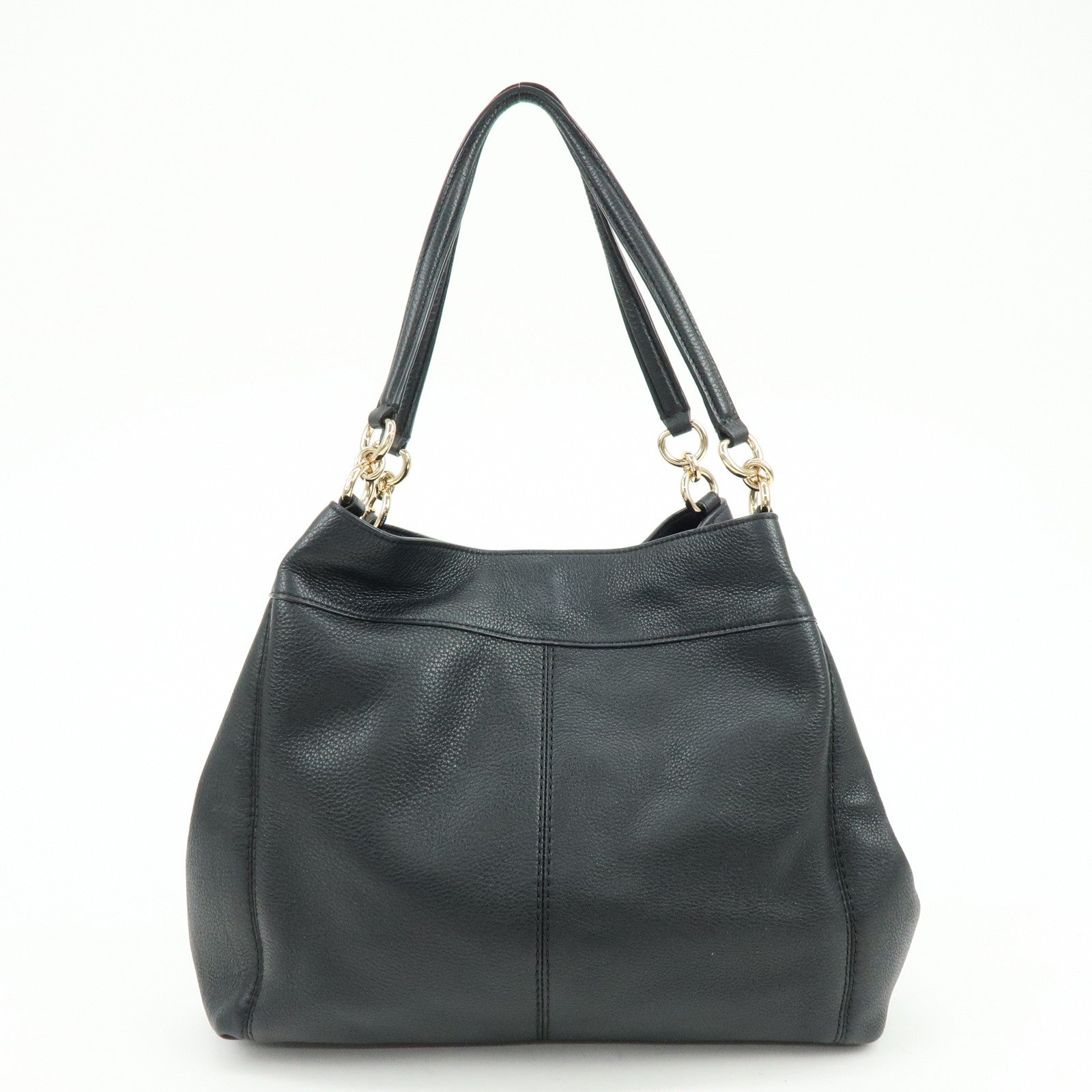 COACH Logo Leather Shoulder Bag Hand Bag Black