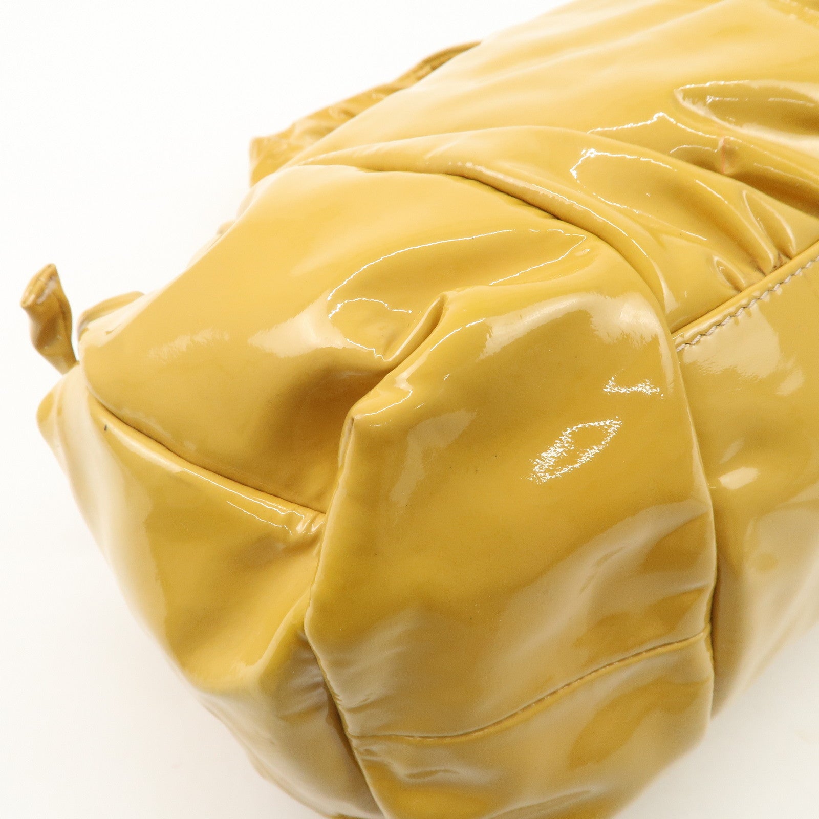 GUCCI Hysteria Patent Leather Hand Bag Tote Bag Yellow 197020