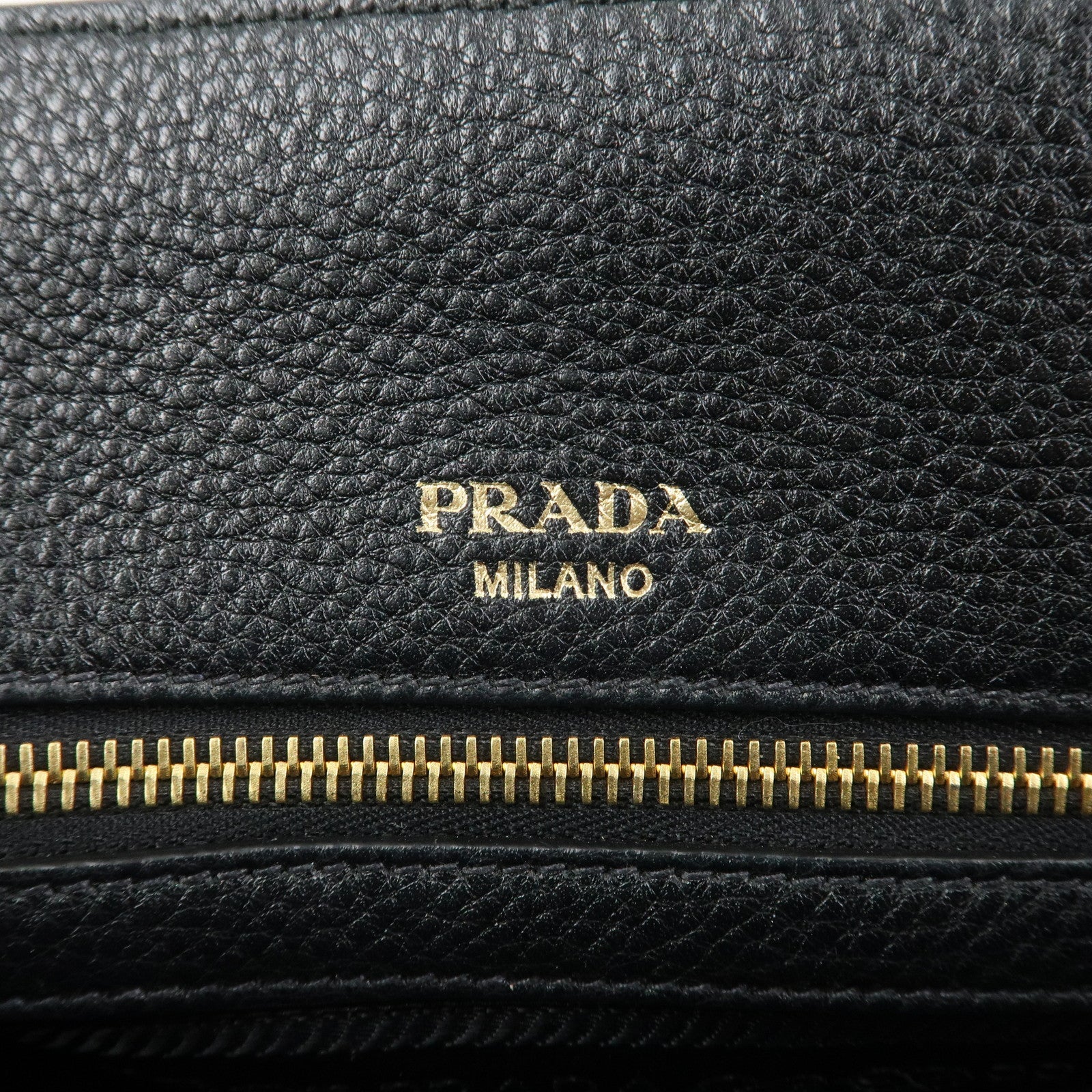PRADA Triangle Logo Leather 2 Way Bag Hand Bag Black 1BA127