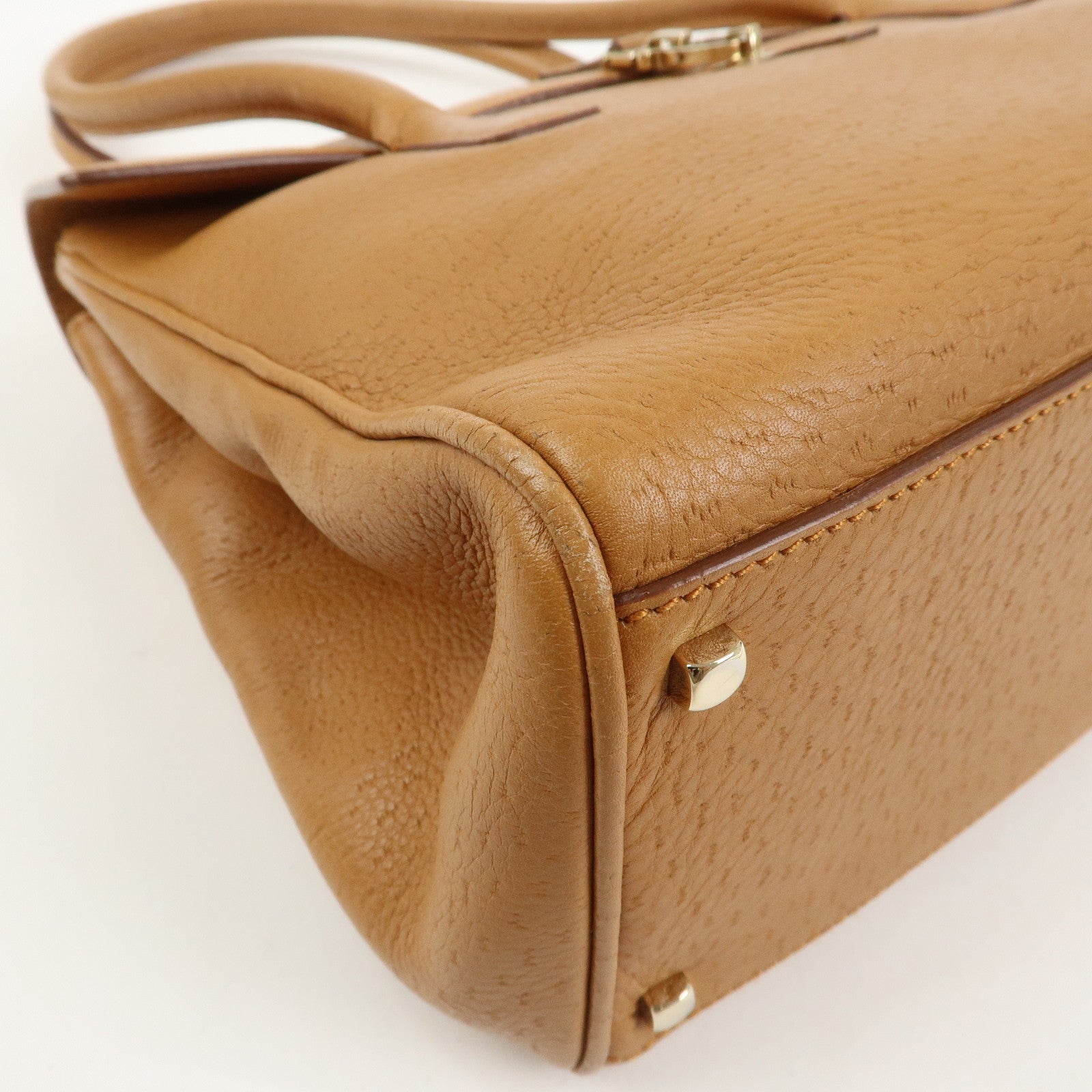 Ferragamo Gancini Leather Shoulder Bag Hand Bag Light Brown