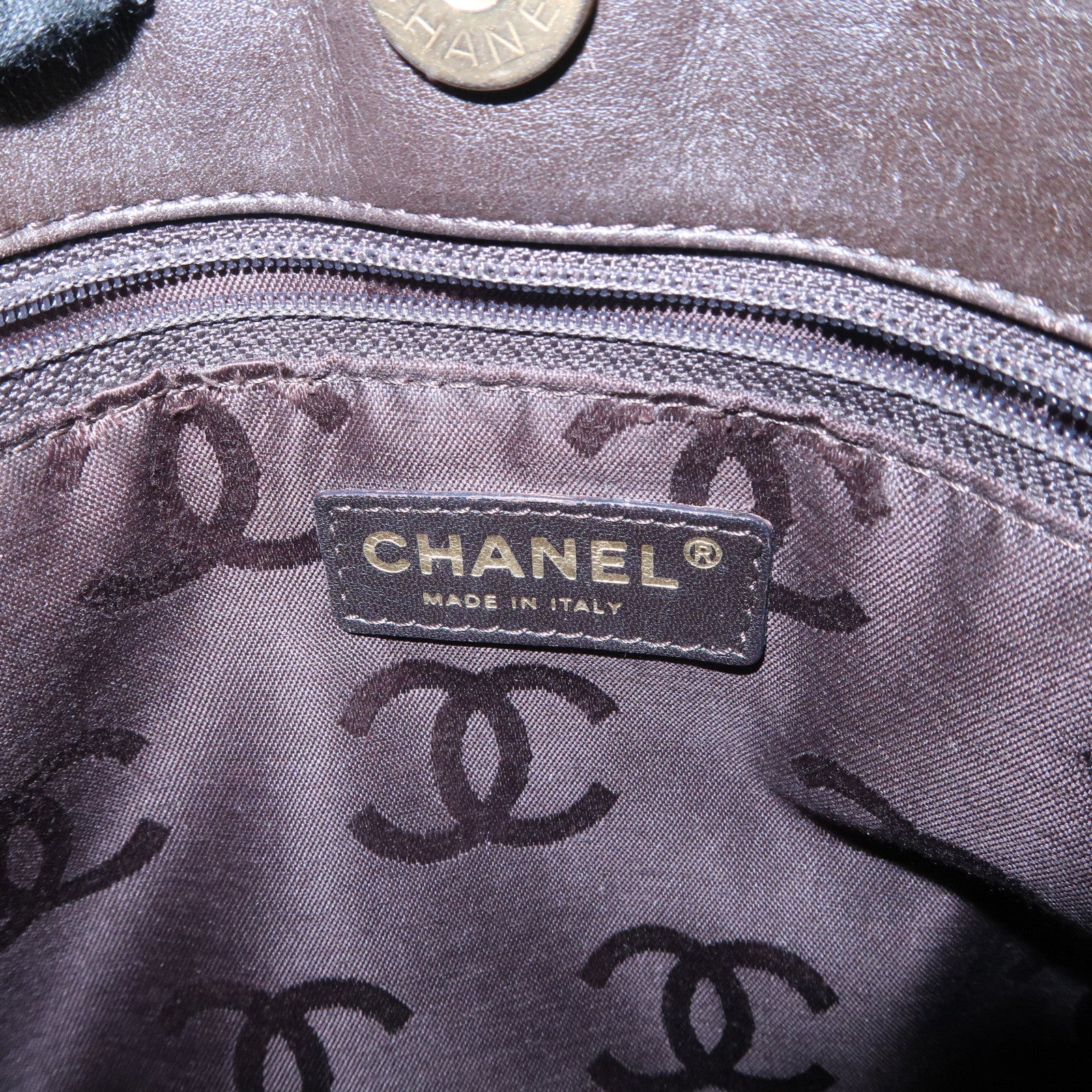 CHANEL COCO Mark Wild Stitch Leather Tote Bag Hand Bag Brown A18126 Used