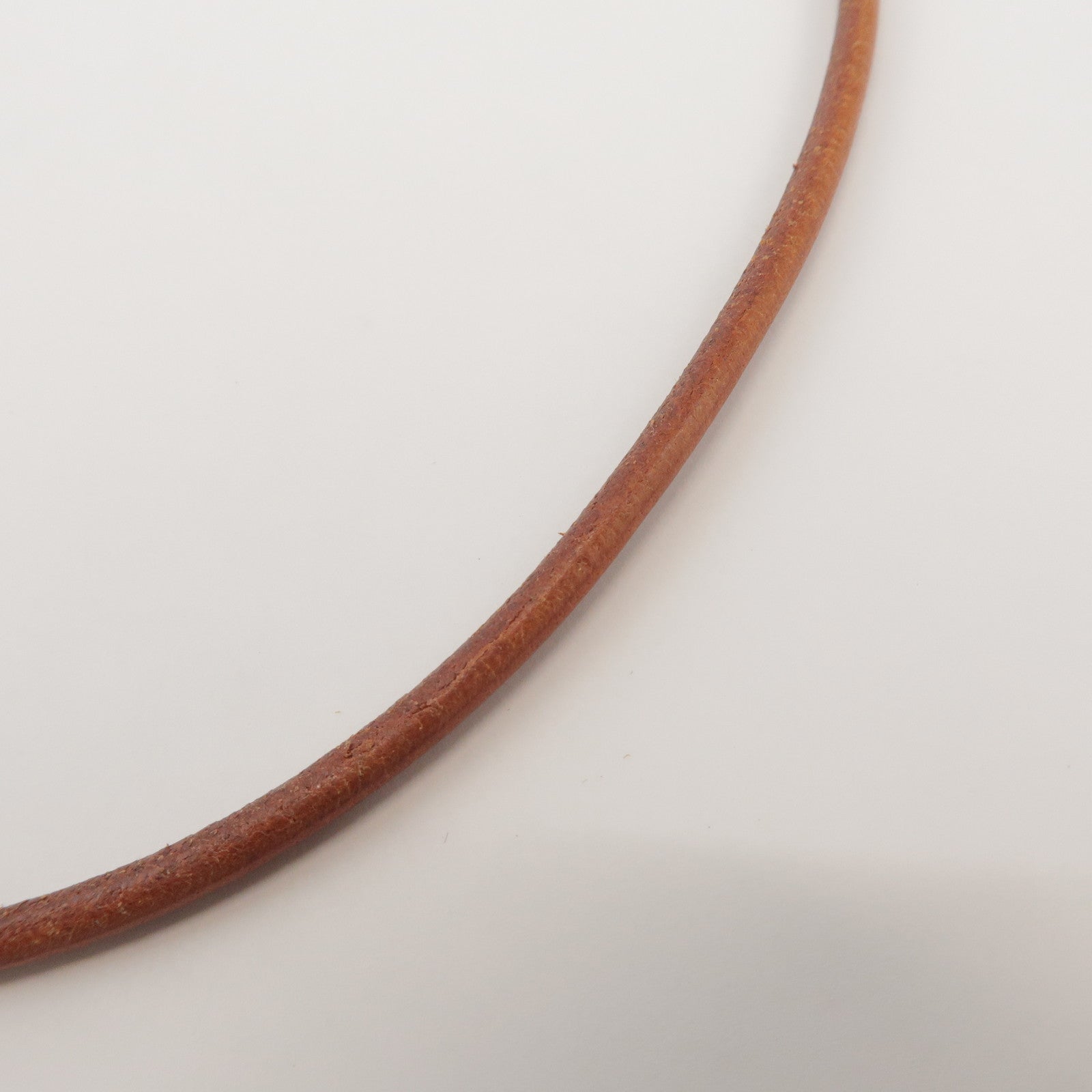 HERMES Jumbo Choker Leather Metal Bracelet Brown Silver