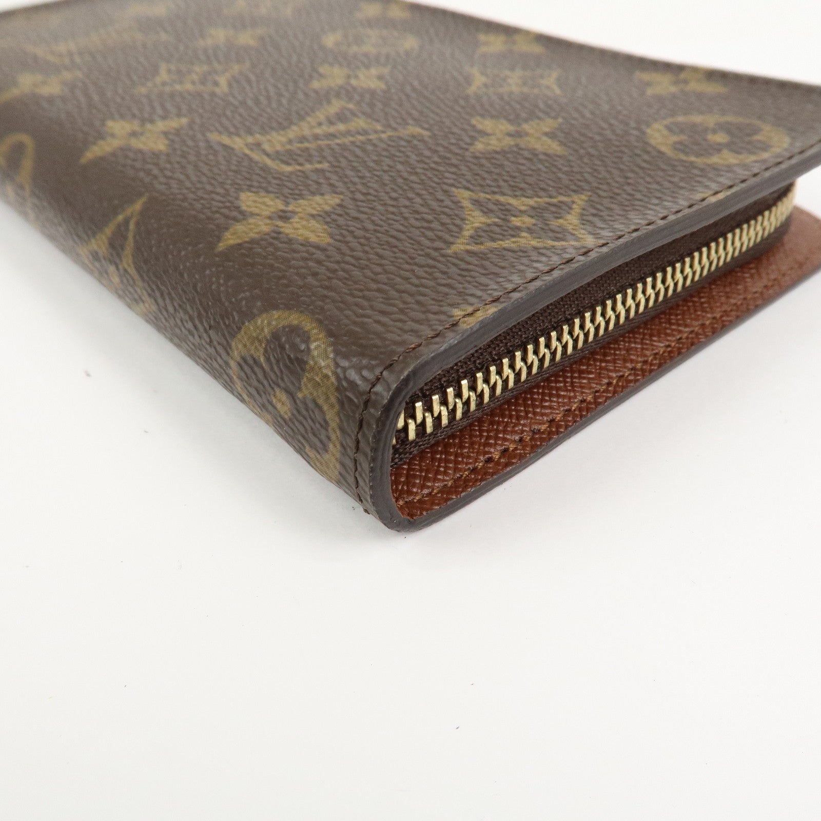 Loius Vuitton Monogram Porte Monnaie Zip Long Wallet Brown M61727