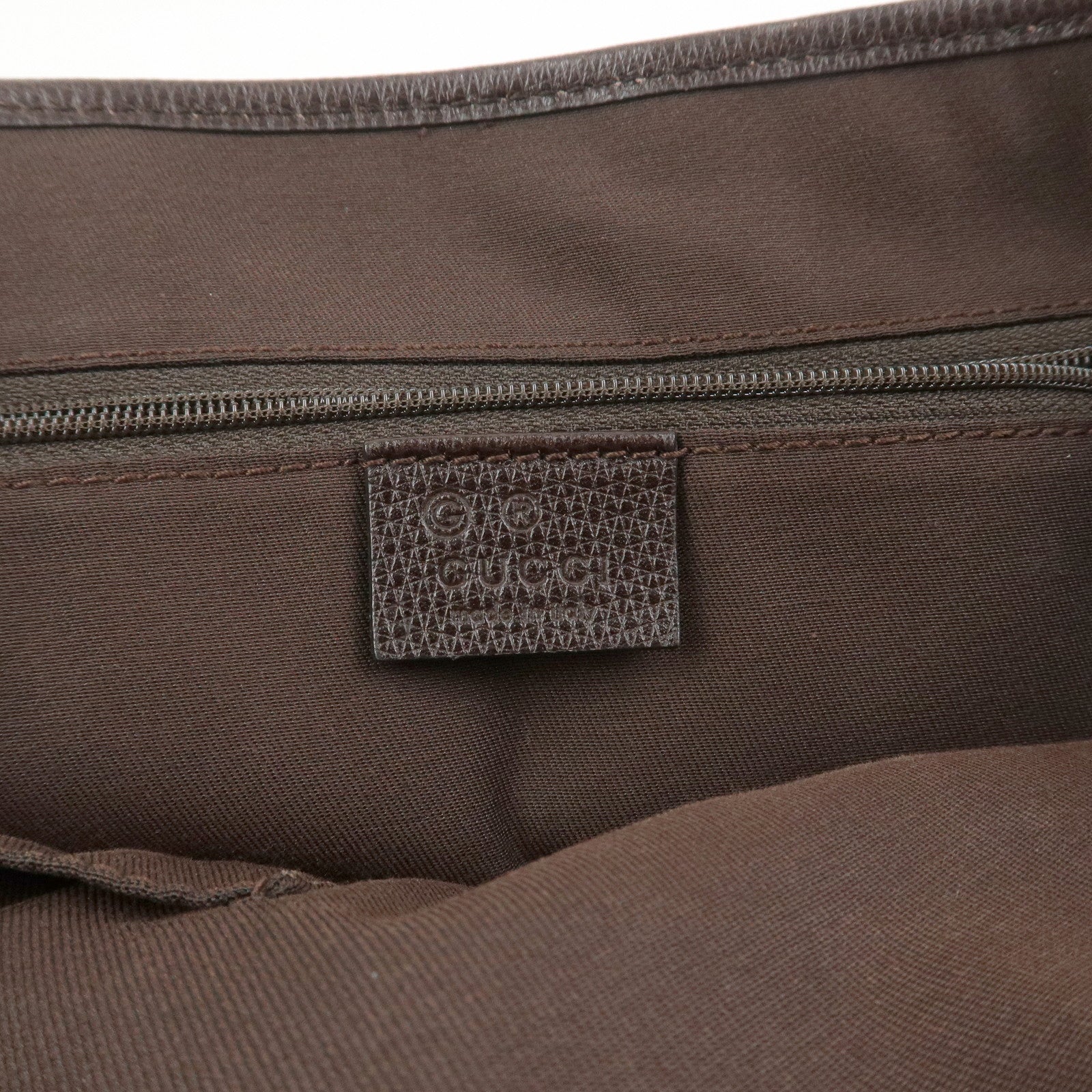 GUCCI Logo GG Canvas Leather Hand Bag Tote Bag Dark Brown 240017