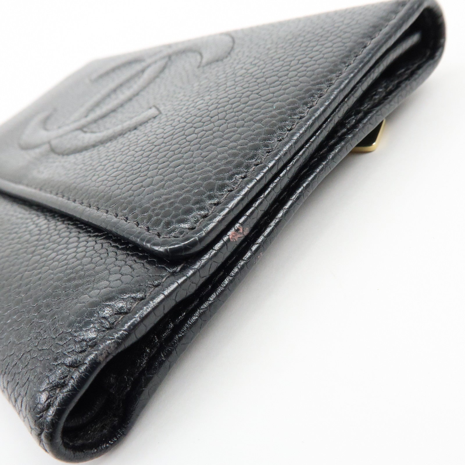 CHANEL COCO Mark Caviarskin Compact Flap Wallet Black