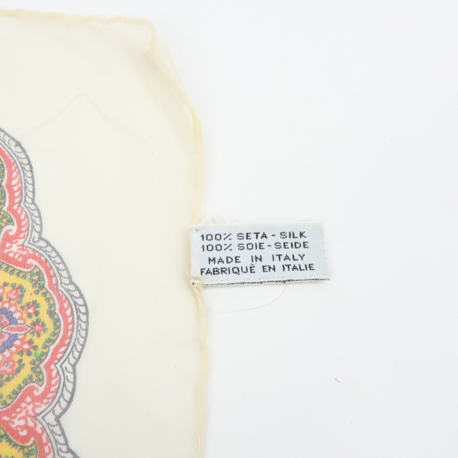 CHANEL Silk 100% Paisley Chain Pattern Scarf Gold Red