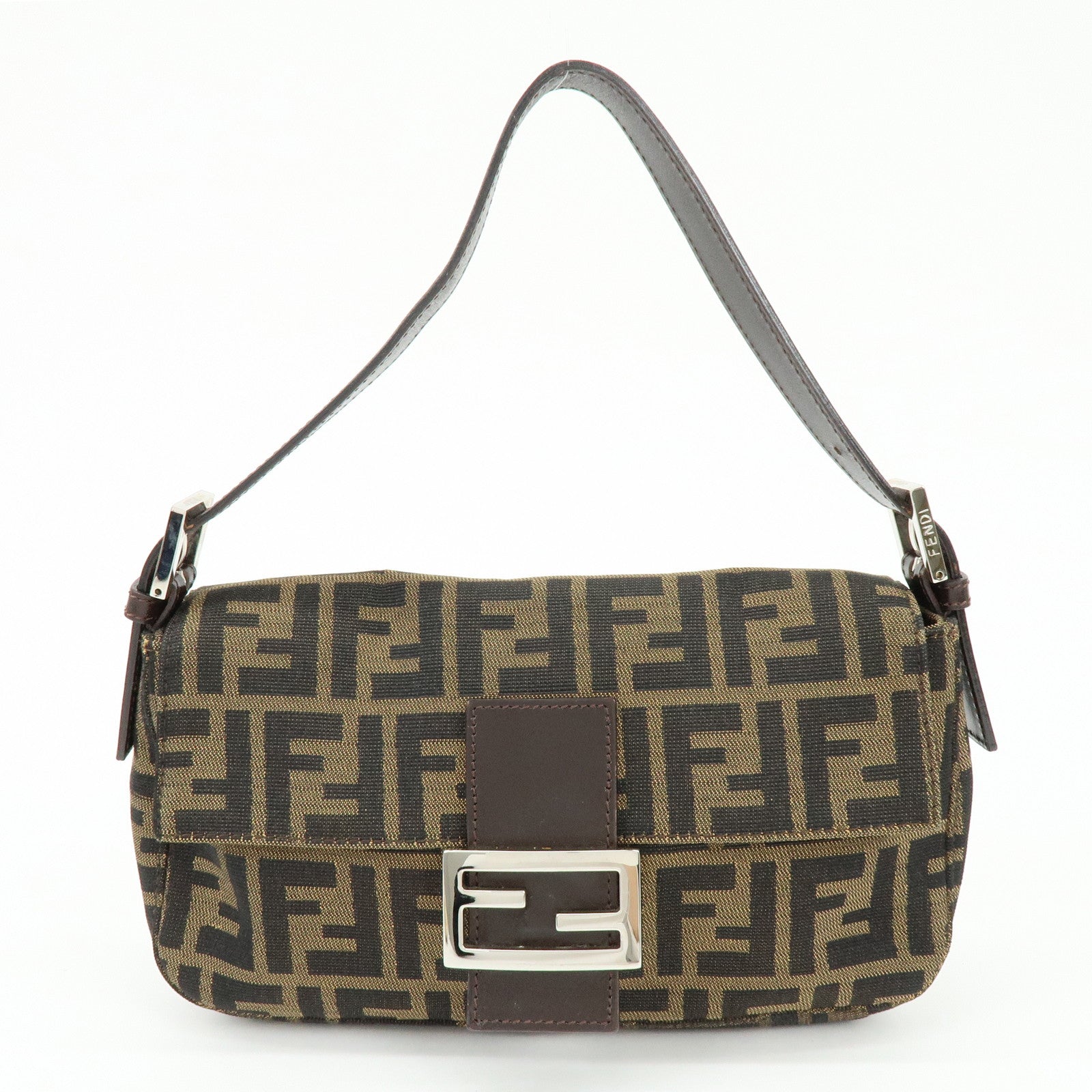 FENDI Mamma Baguette Jacquard Canvas Leather Hand Bag 17132642