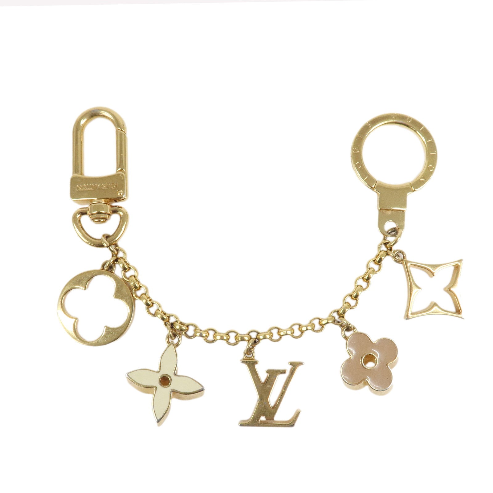 Louis Vuitton Fleur de Monogram Bag Charm Key Chain Gold M65111