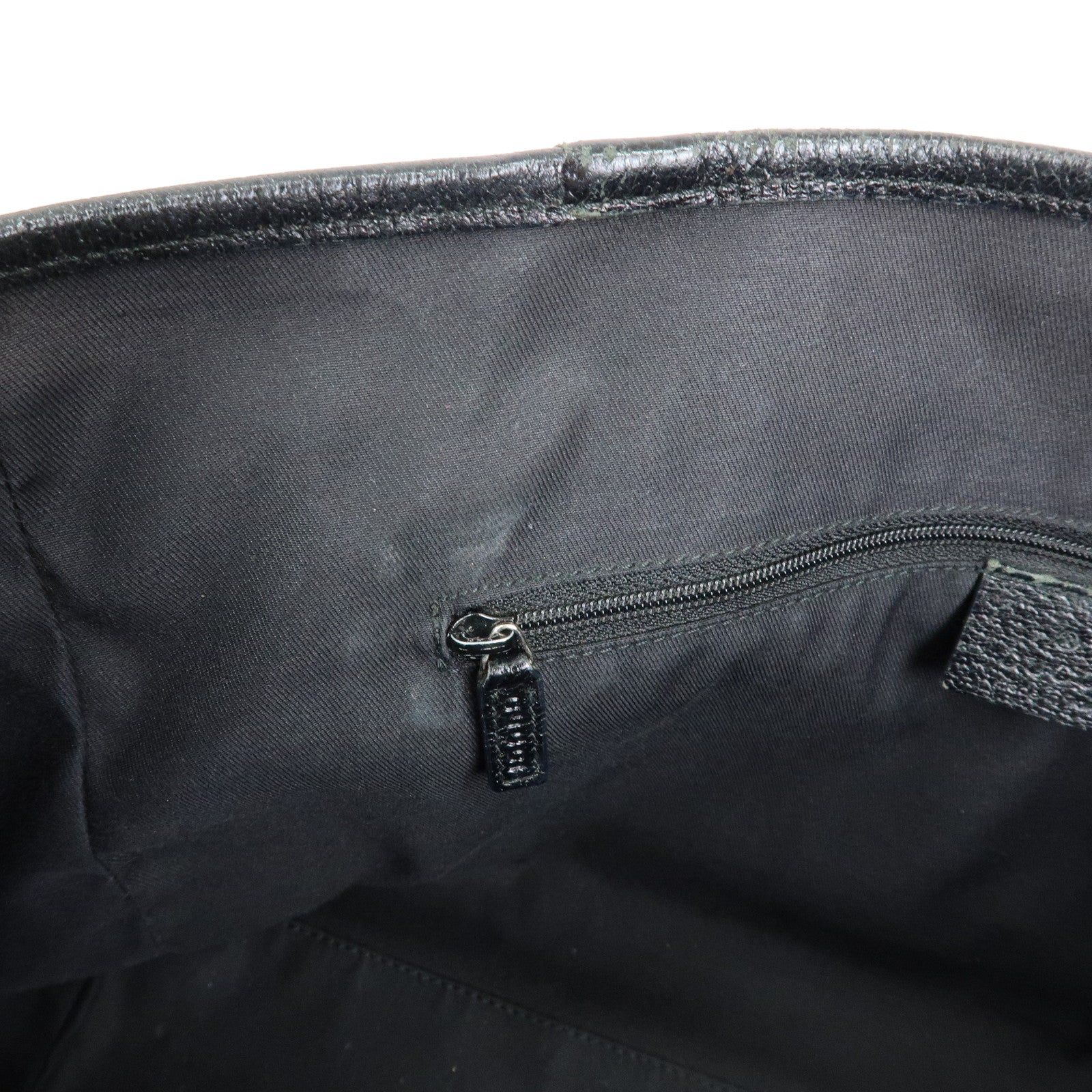 GUCCI Sherry Nylon Leather Tote Bag Hand Bag Black 145758