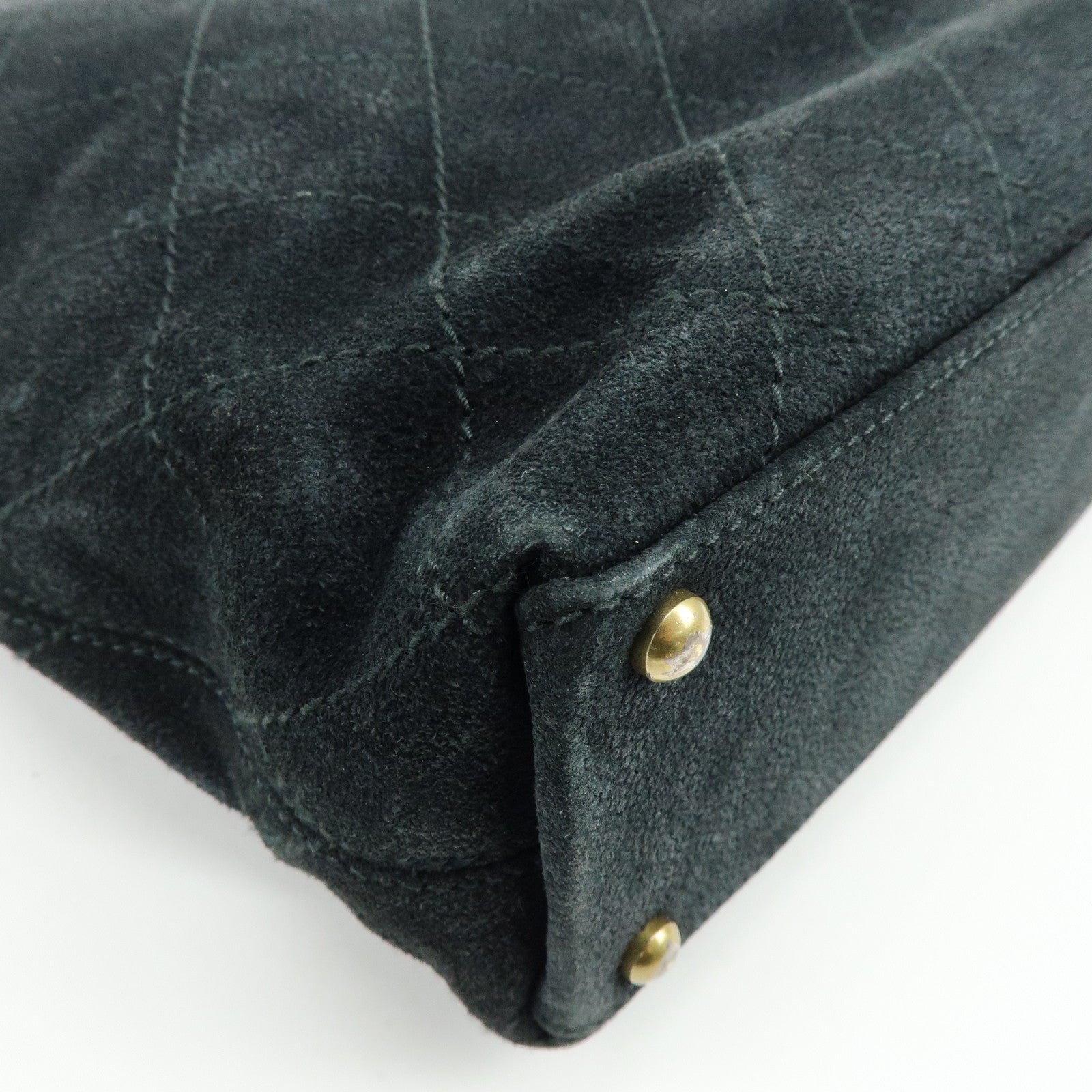 CHANEL Matelasse COCO Mark Suede Tote Bag Shoulder Bag Black