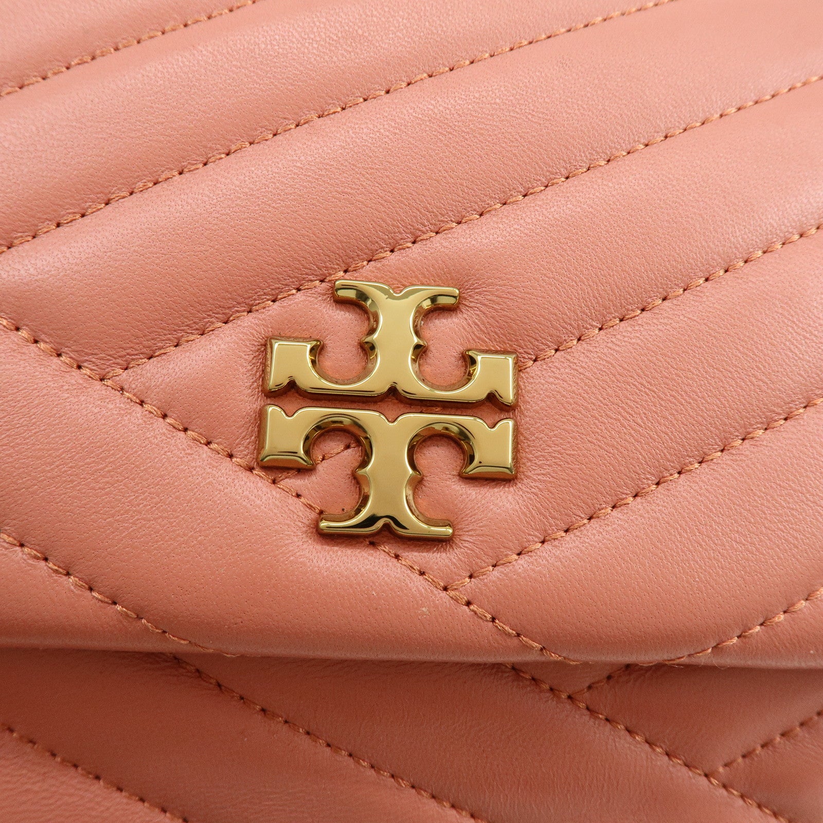 TORY BURCH Double T Kira Leather Chain Shoulder Bag Hand Bag Pink
