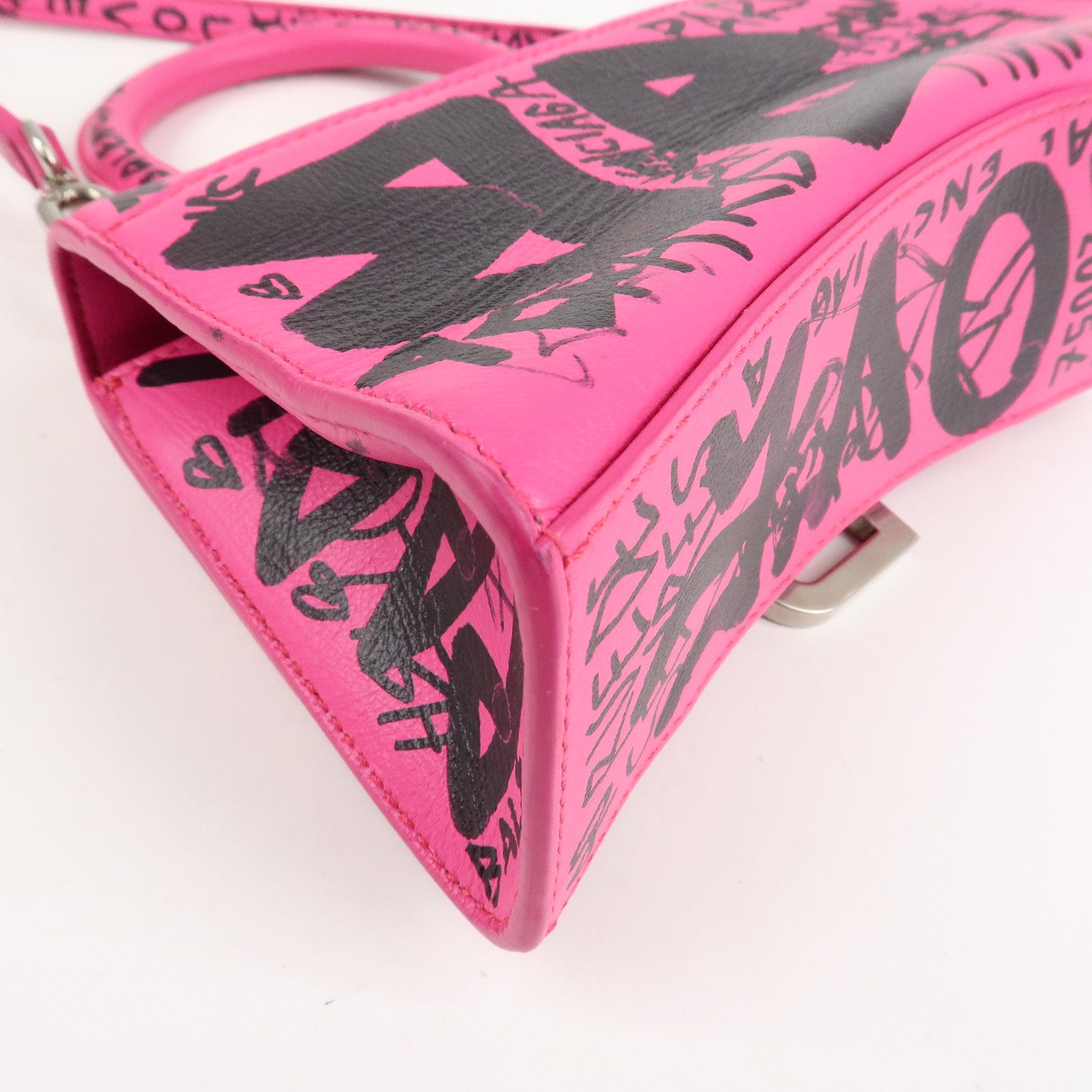 BALENCIAGA Hourglass XS 2Way Hand Shoulder Bag Hot Pink 592833