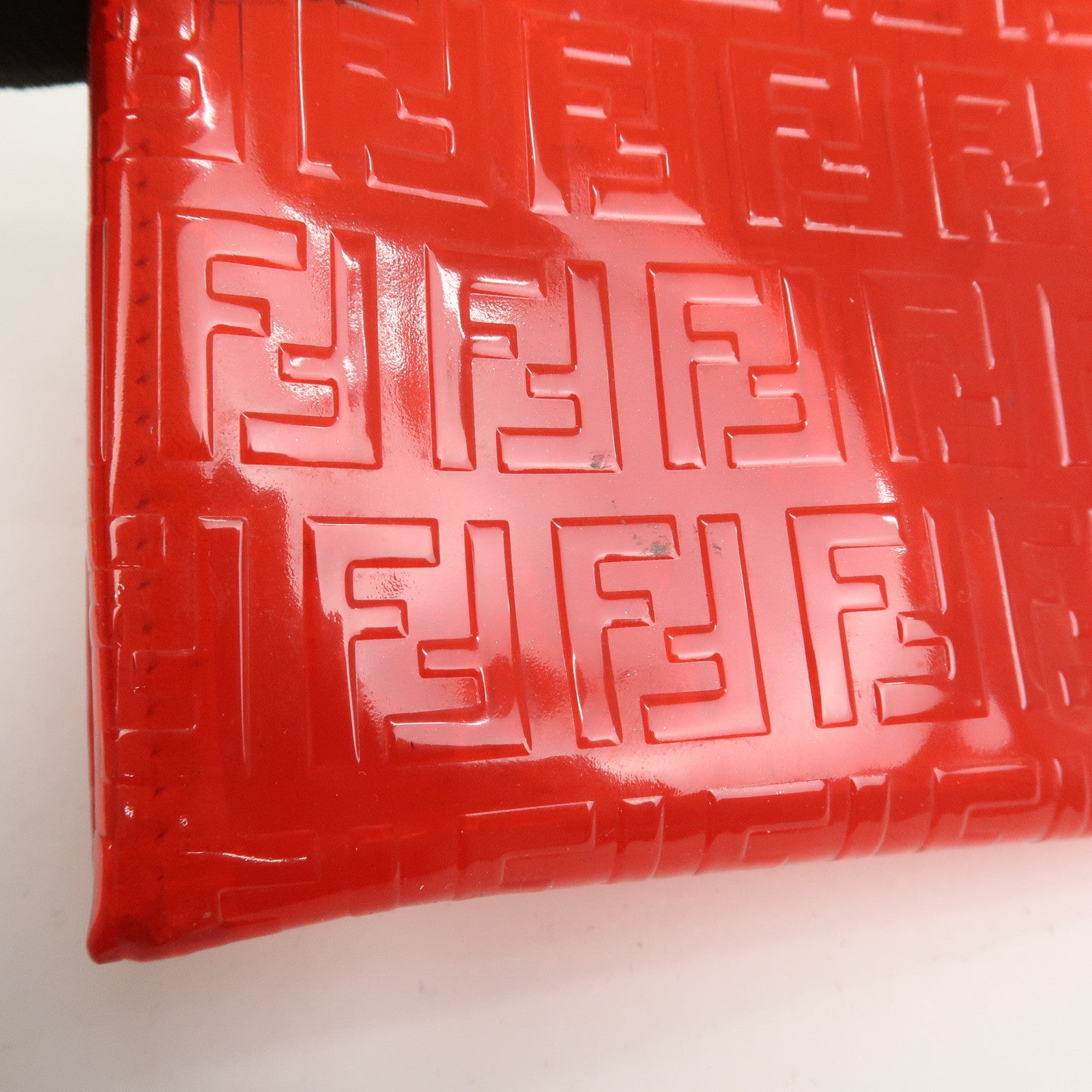 FENDI Zucchino Plastic Leather Tote Bag Shoulder Bag Orange 8BH005