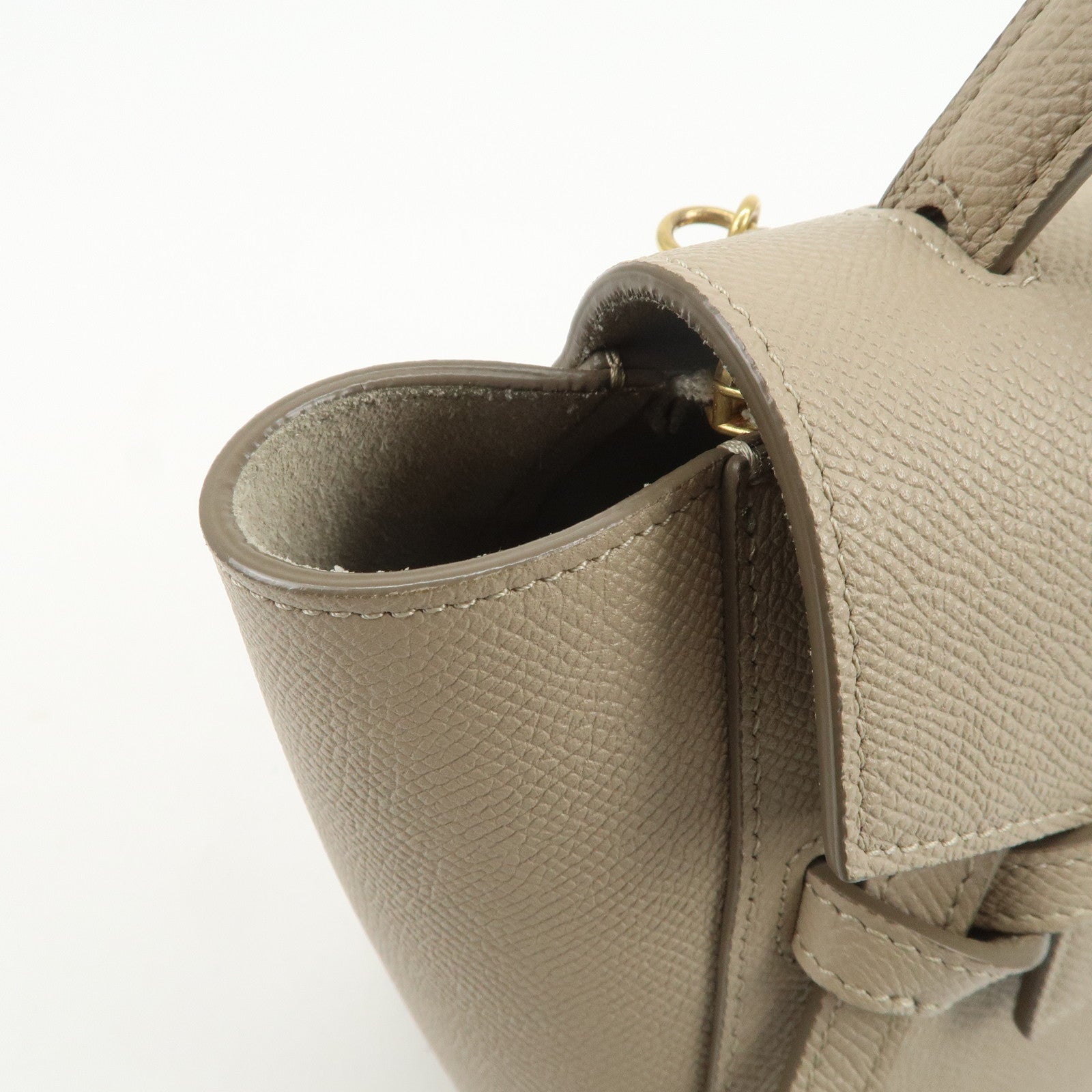 CELINE Belt Bag Leather Nano 2WAY Hand Bag Shoulder Bag Beige