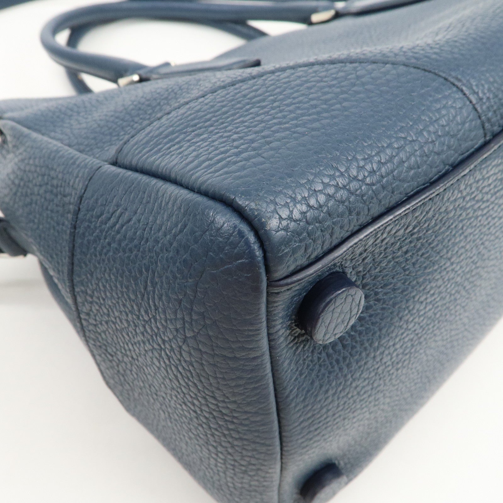 JIL SANDER Logo Leather 2WAY Bag Hand Bag Shoulder Bag Navy