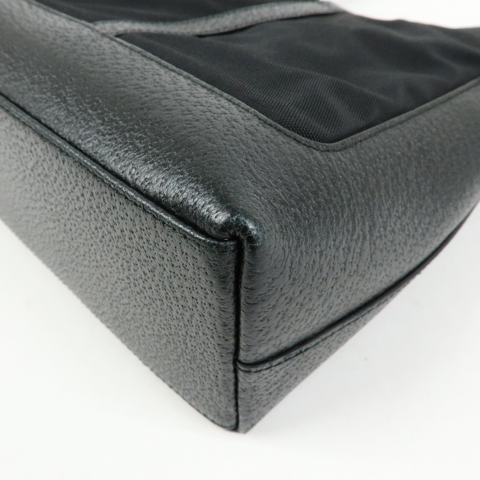 GUCCI Jackie Nylon Leather Shoulder Bag Hand Bag Black 001・3876