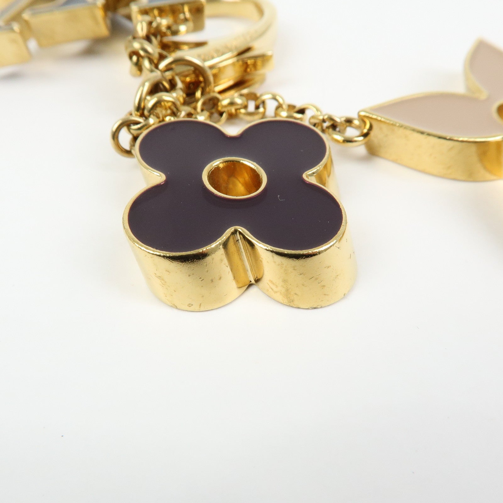 Louis Vuitton Fleur de Monogram Key Chain Bag Charm Gold M67119