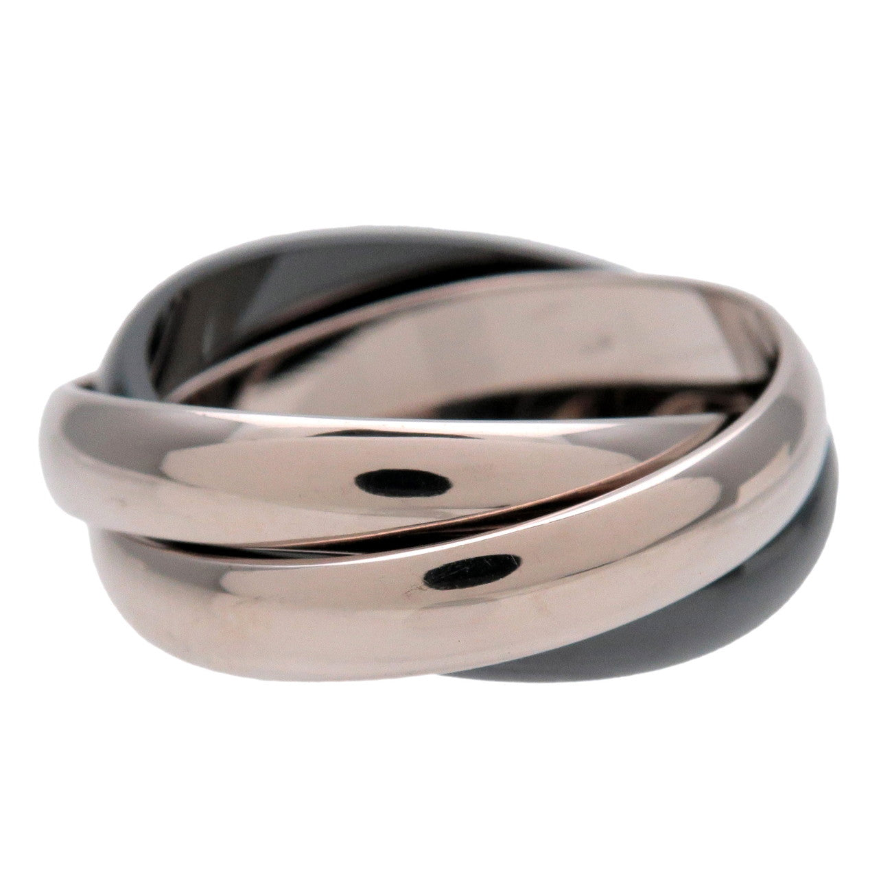 Cartier Trinity Ring MM #51 750WG BlackCeramic White Gold Black US6