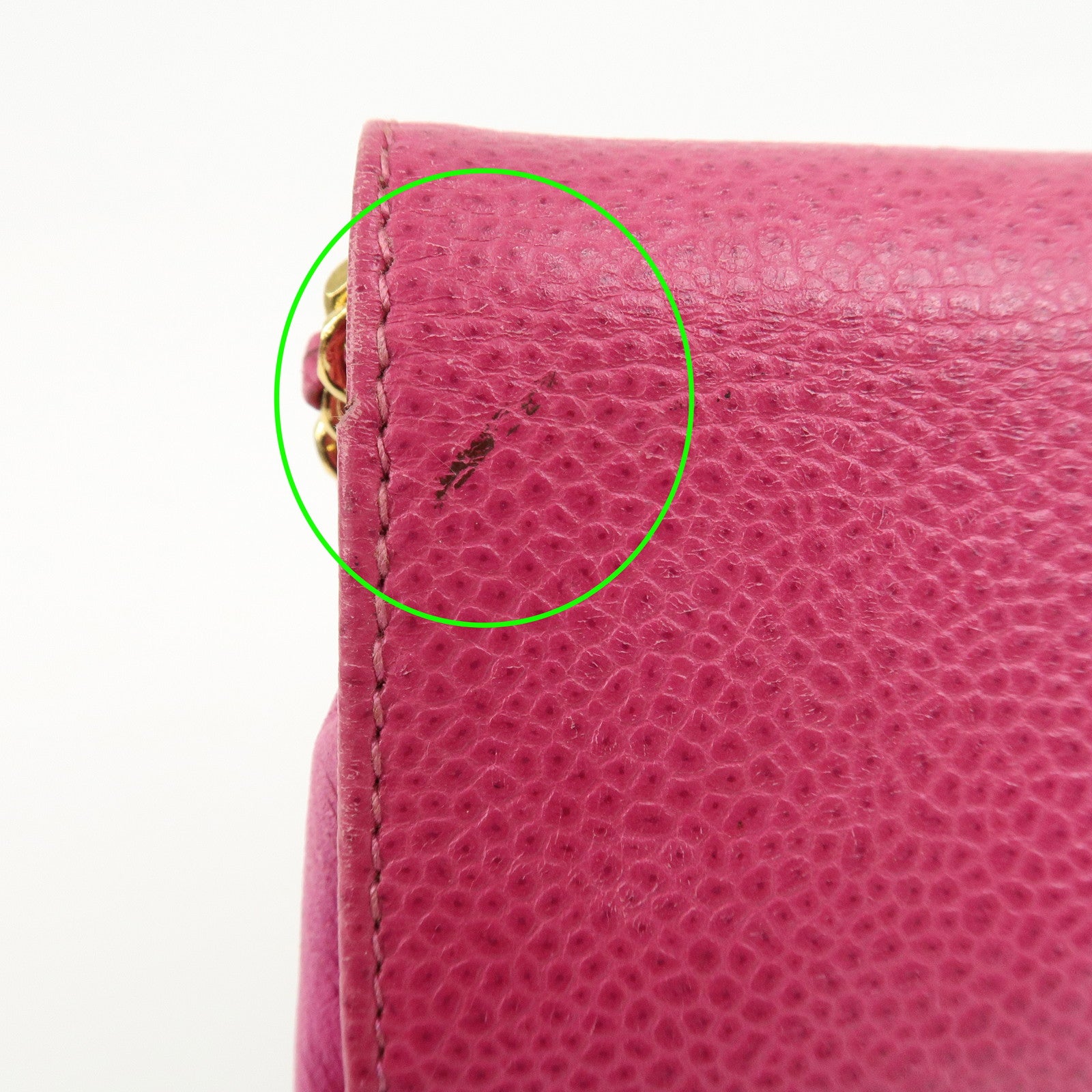 CHANEL COCO Mark Caviarskin Leather Chain Cell Phone Case Pink