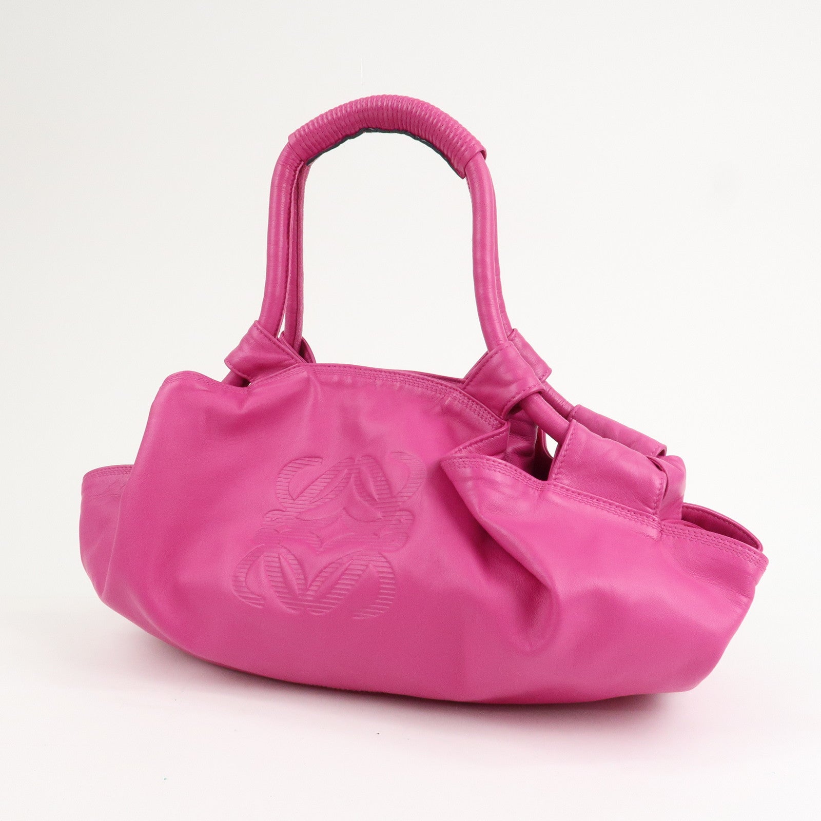 LOEWE Anagram Nappa Aire Leather Hand Bag Tote Bag Fuchsia Pink