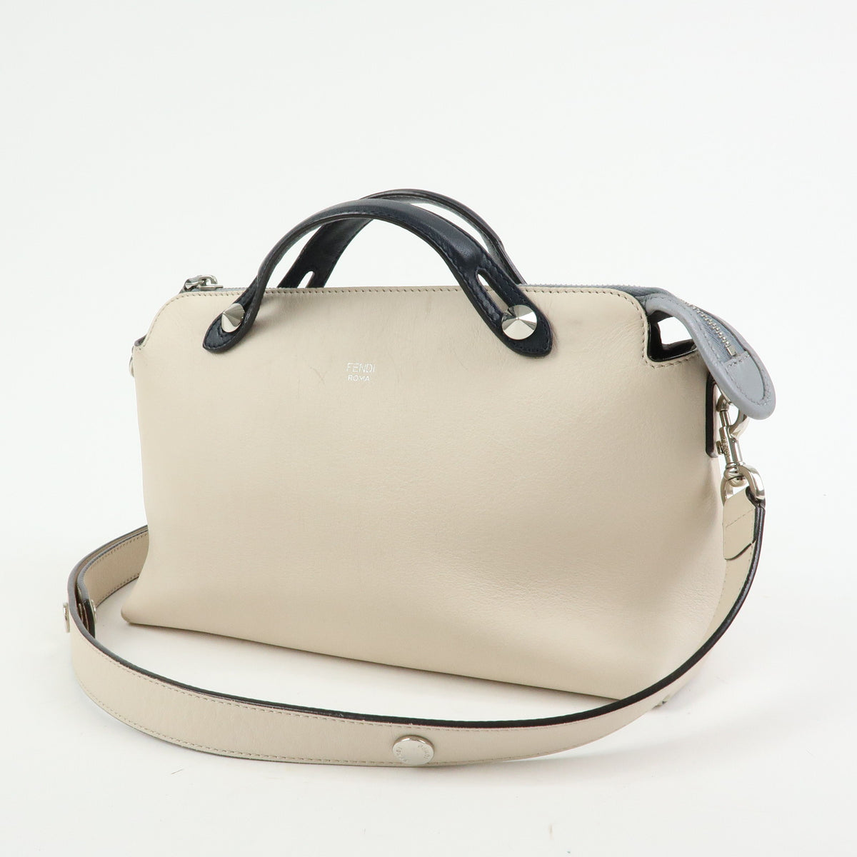 FENDI By The Way Leather Medium 2Way Hand Shoulder Bag Ivory 8BL124