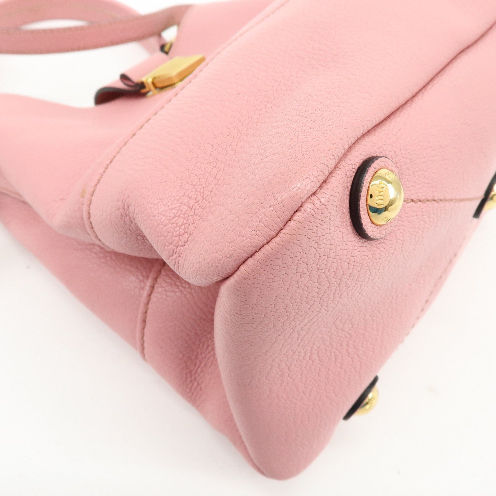 MIU MIU Madras Leather 2Way Bag Hand Bag Shoulder Bag Pink RR1951