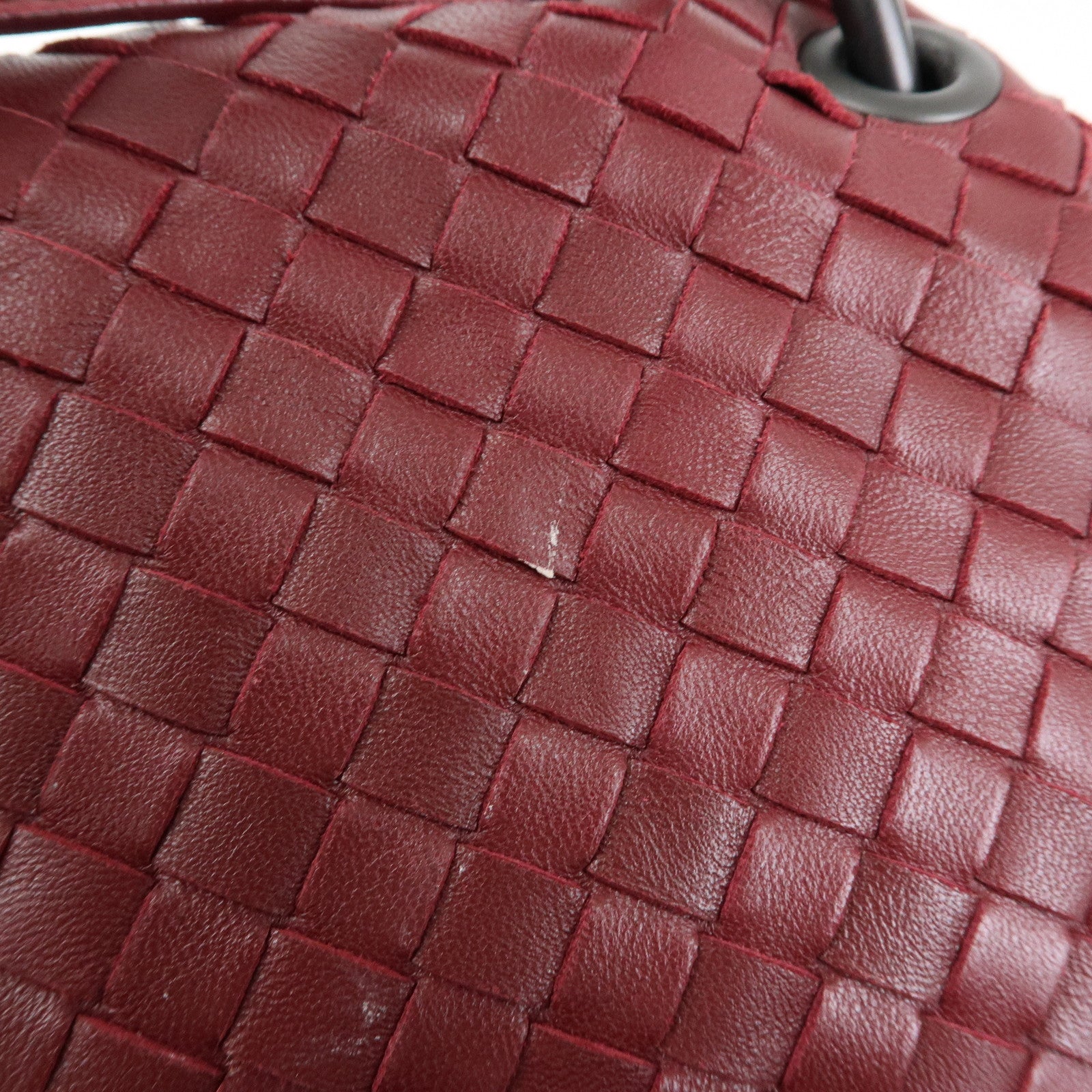 BOTTEGA VENETA Intrecciato Leather Shoulder Bag Bordeaux