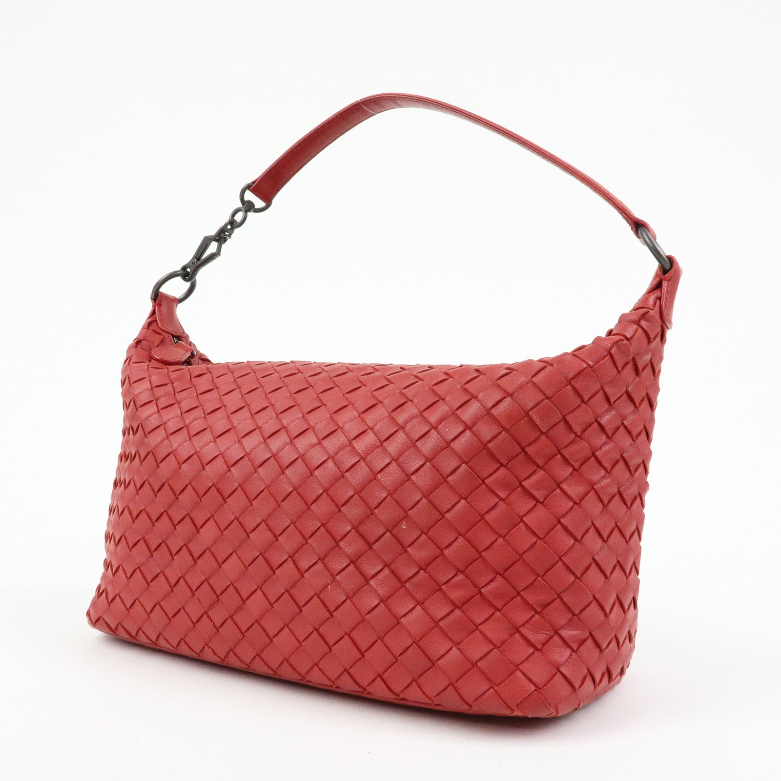 BOTTEGA VENETA Intrecciato Leather Hand Bag Shoulder Bag Red