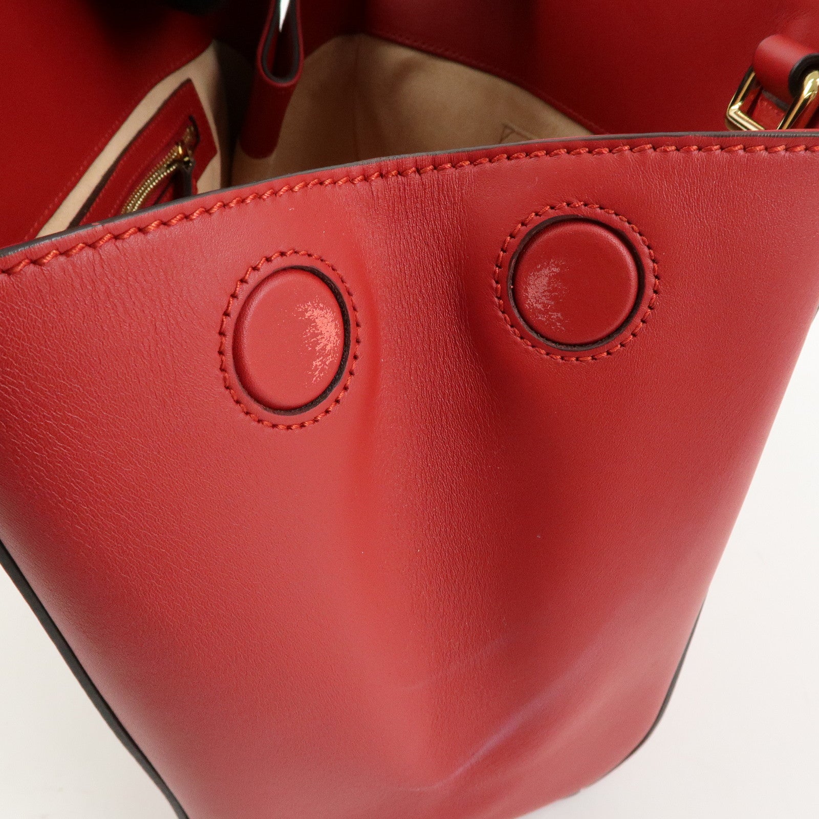 GUCCI Bamboo Nymphaea Leather 2Way Bag Hand Bag Red 453767