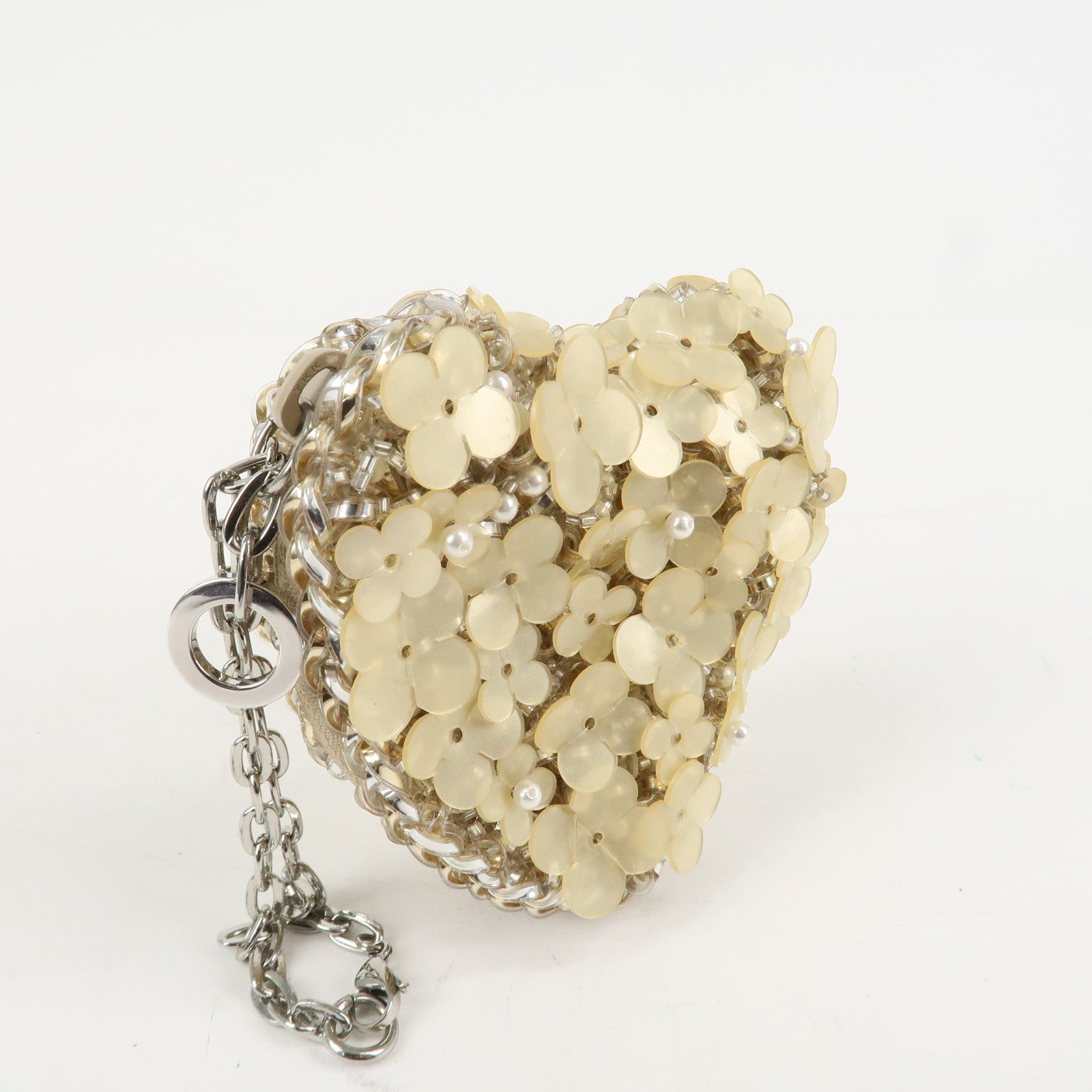 ANTEPRIMA Heart Flower Plastic Bijou Pouch Accessory Case Beige Used