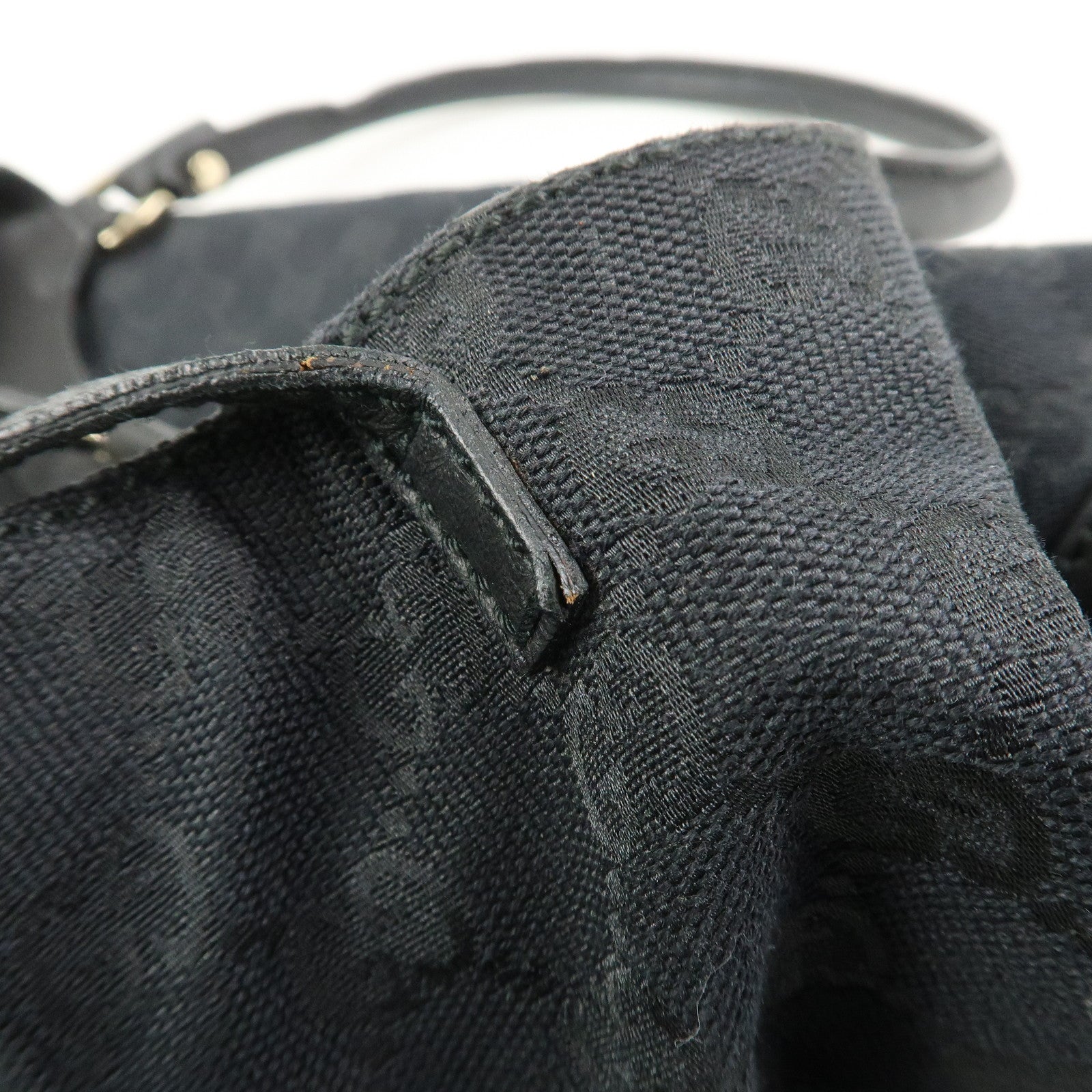 GUCCI Abbey GG Canvas Leather Shoulder Bag Hand Bag Black 189835