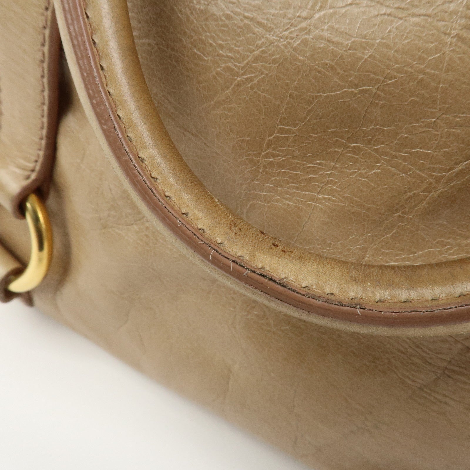 MIU MIU Leather 2Way Bag Hand Bag Shoulder Bag Beige