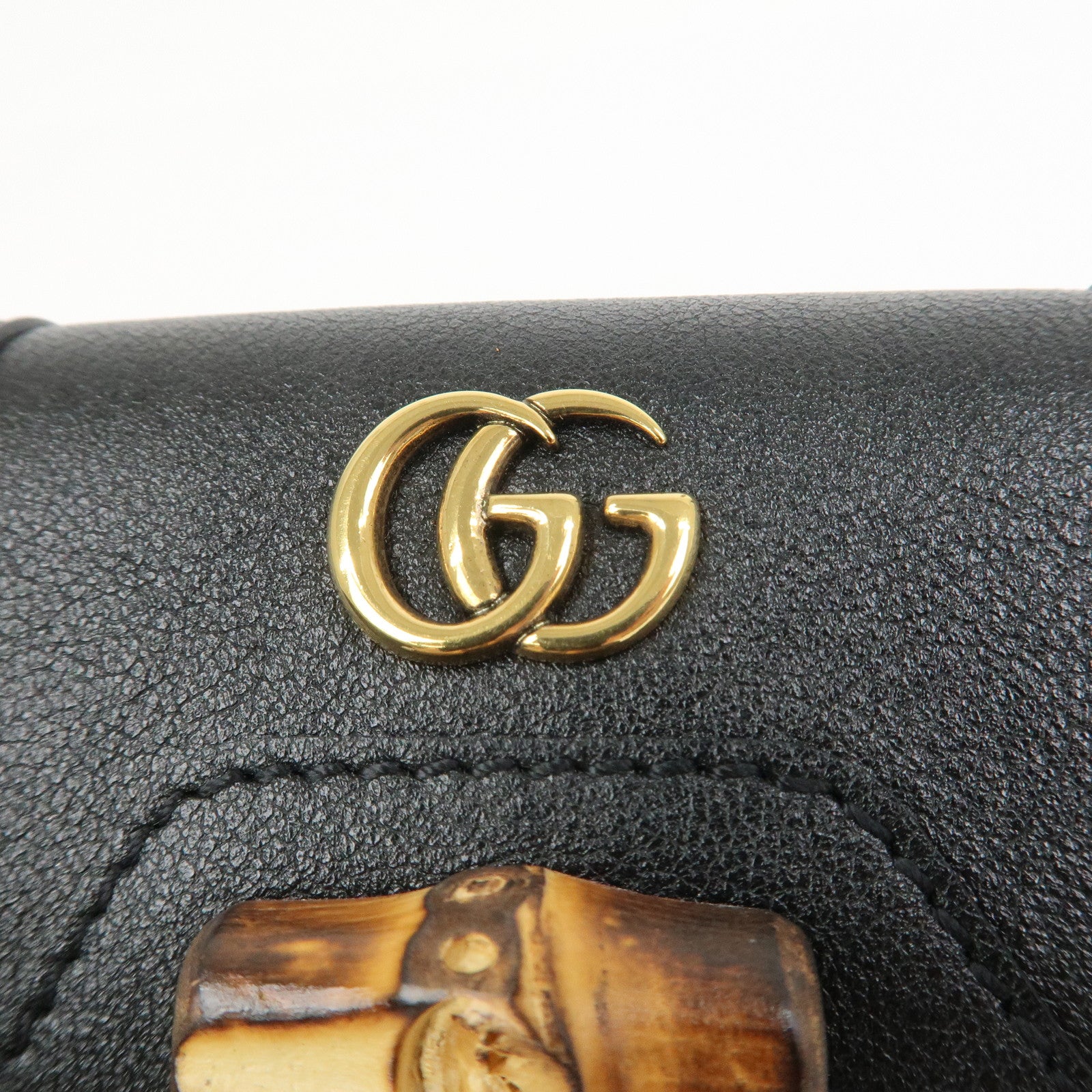 GUCCI GG Marmont Bamboo Leather 6 Key Rings Key Case Black 658636