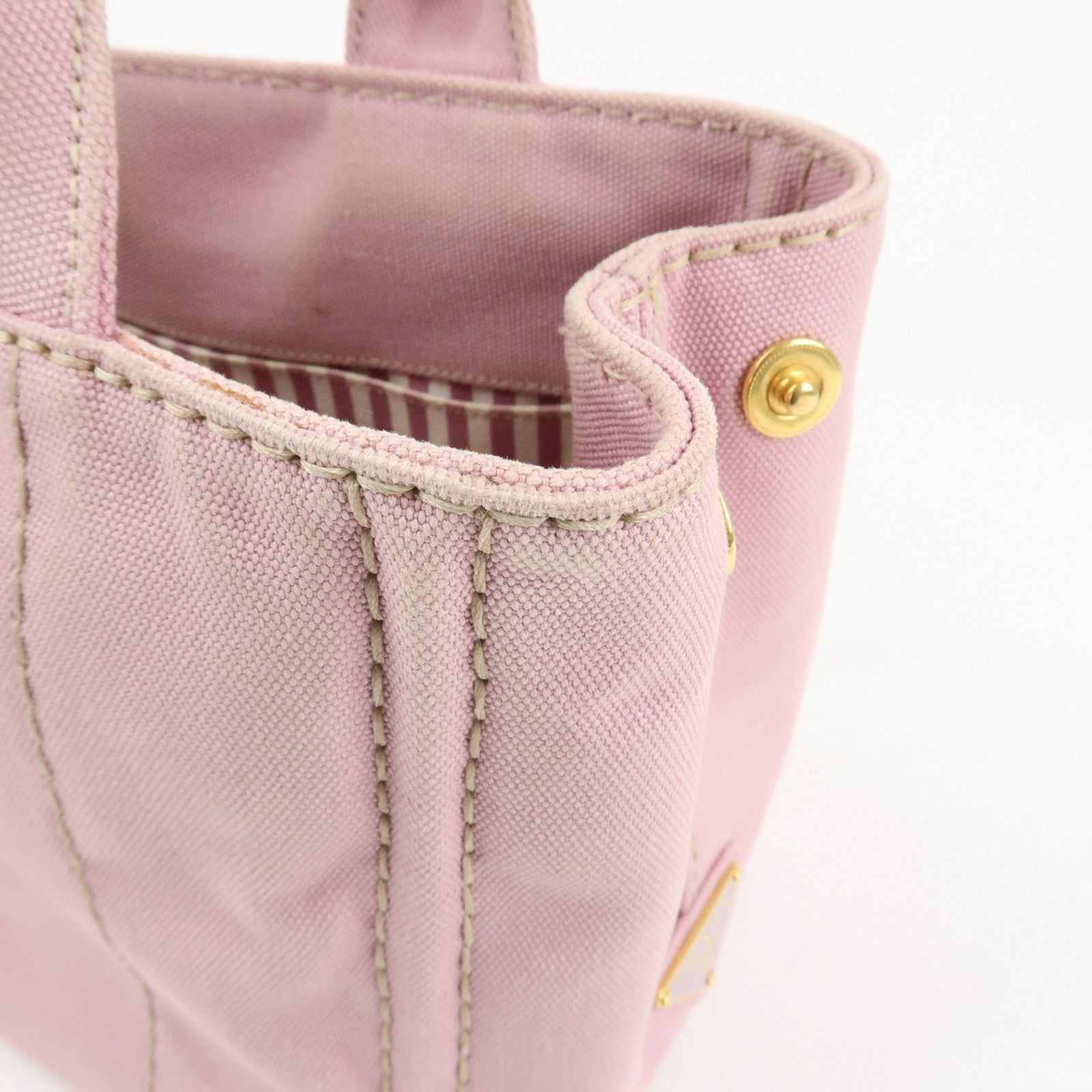 PRADA Canapa Mini Denim Hand Bag Tote Bag Pink 1BG439 Used